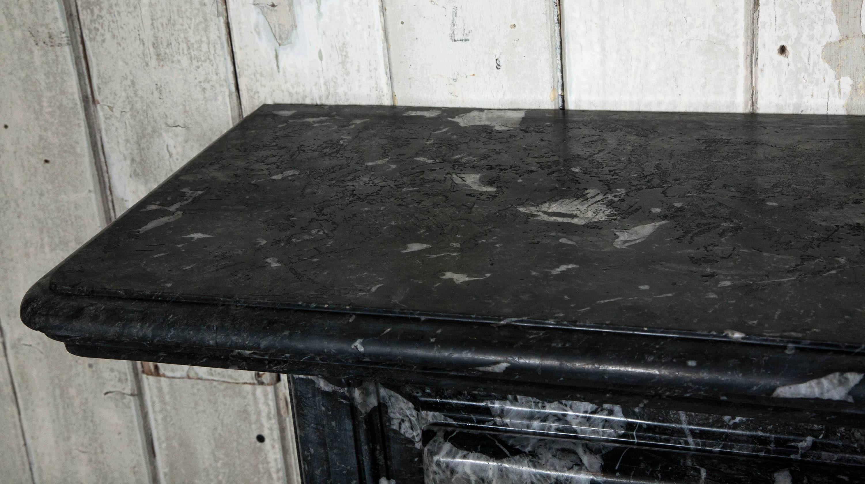 19th Century Antique Black Marble Bolection Fire Surround For Sale