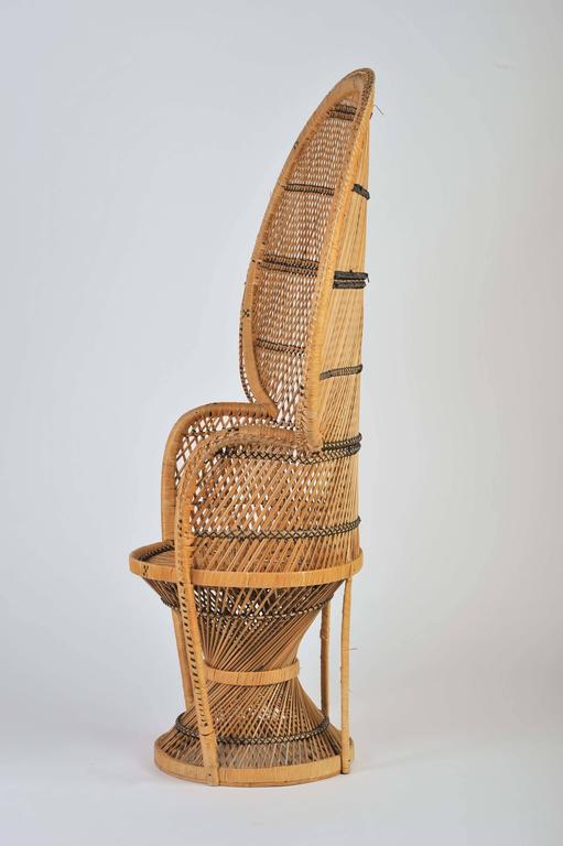 Asian Large Vintage Bohemian 1970s Wicker Emmanuel/Peacock Chair  For Sale