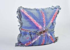 Unique Handmade Rock & Roll Bohemian Style Vintage Denim Cushion