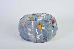 Unique Handmade Bohemian Rock and Roll Style Vintage Denim Pouf/Floor Cushion