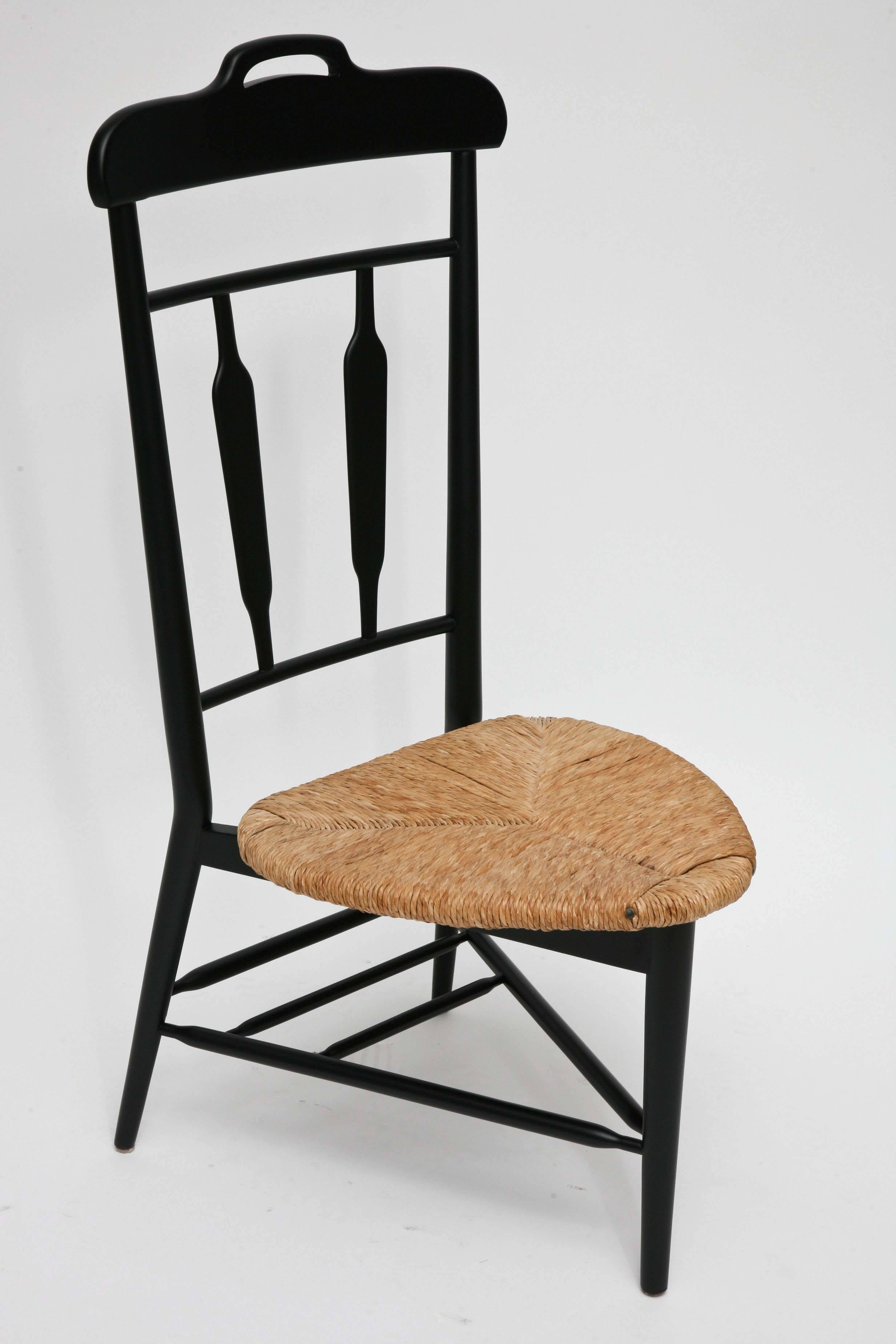 Mid-Century Modern 1950s Italian Valet Chair with Rush Seat
