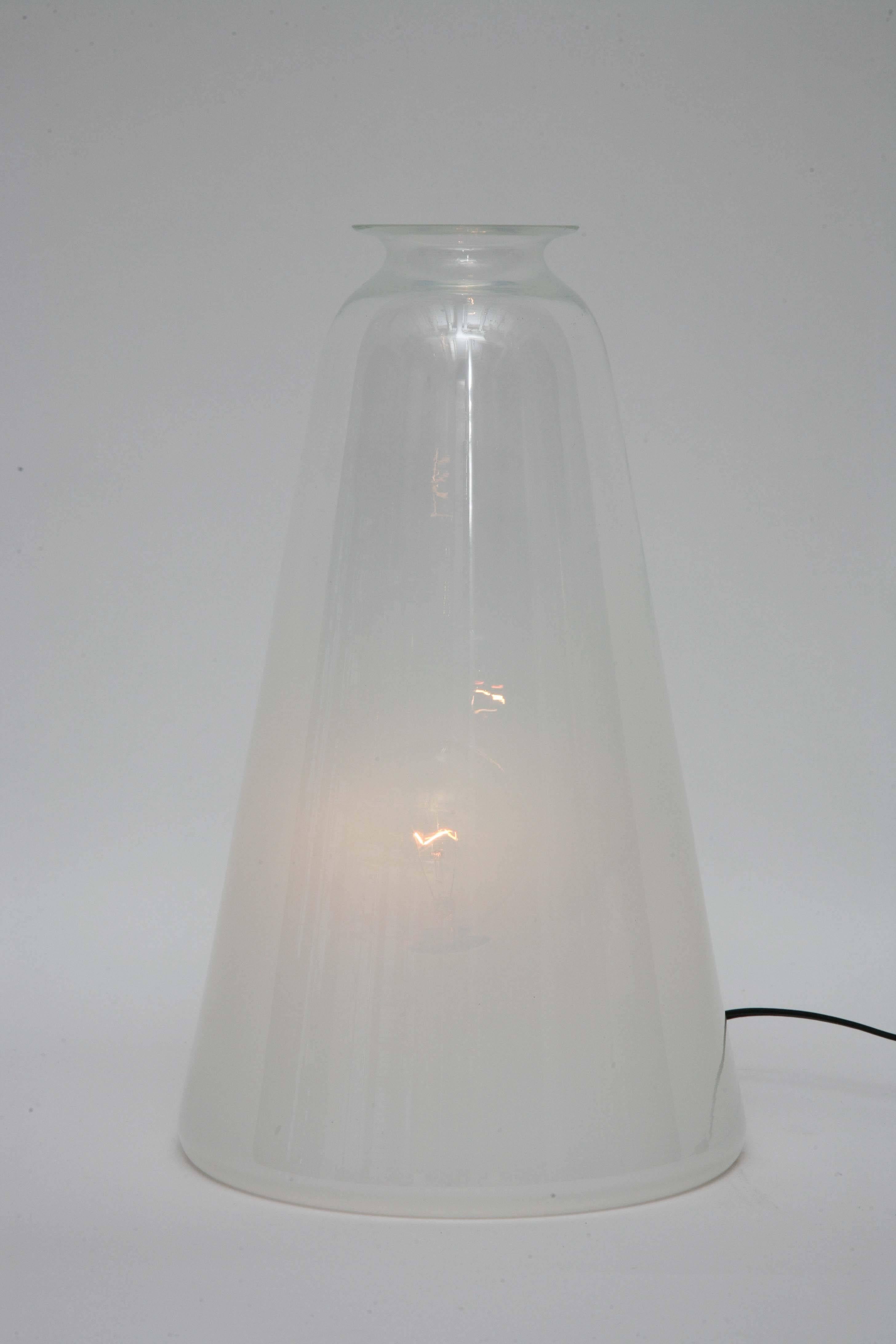 Italian 1970s Stilnovo Murano Glass Lamp with Enameled Metal Shade