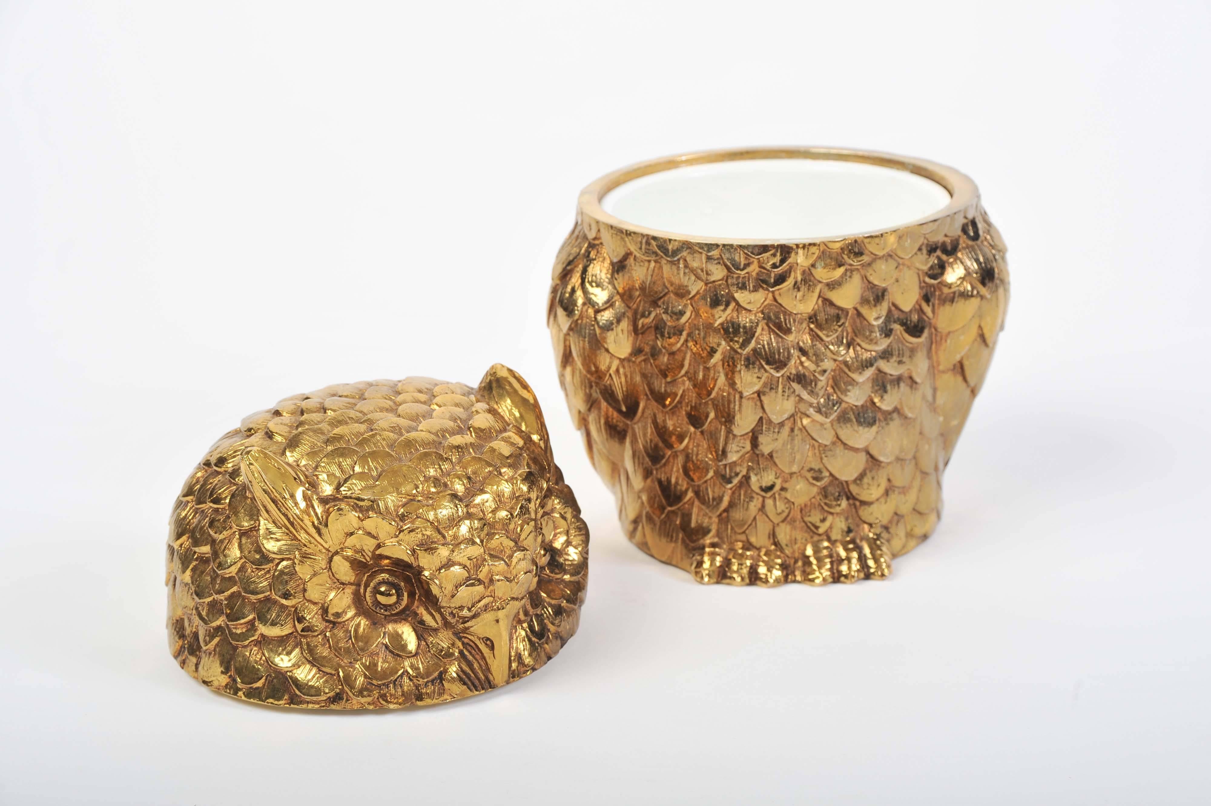 Mid-17th Century Gilded Owl Ice Bucket by Mauro Manetti