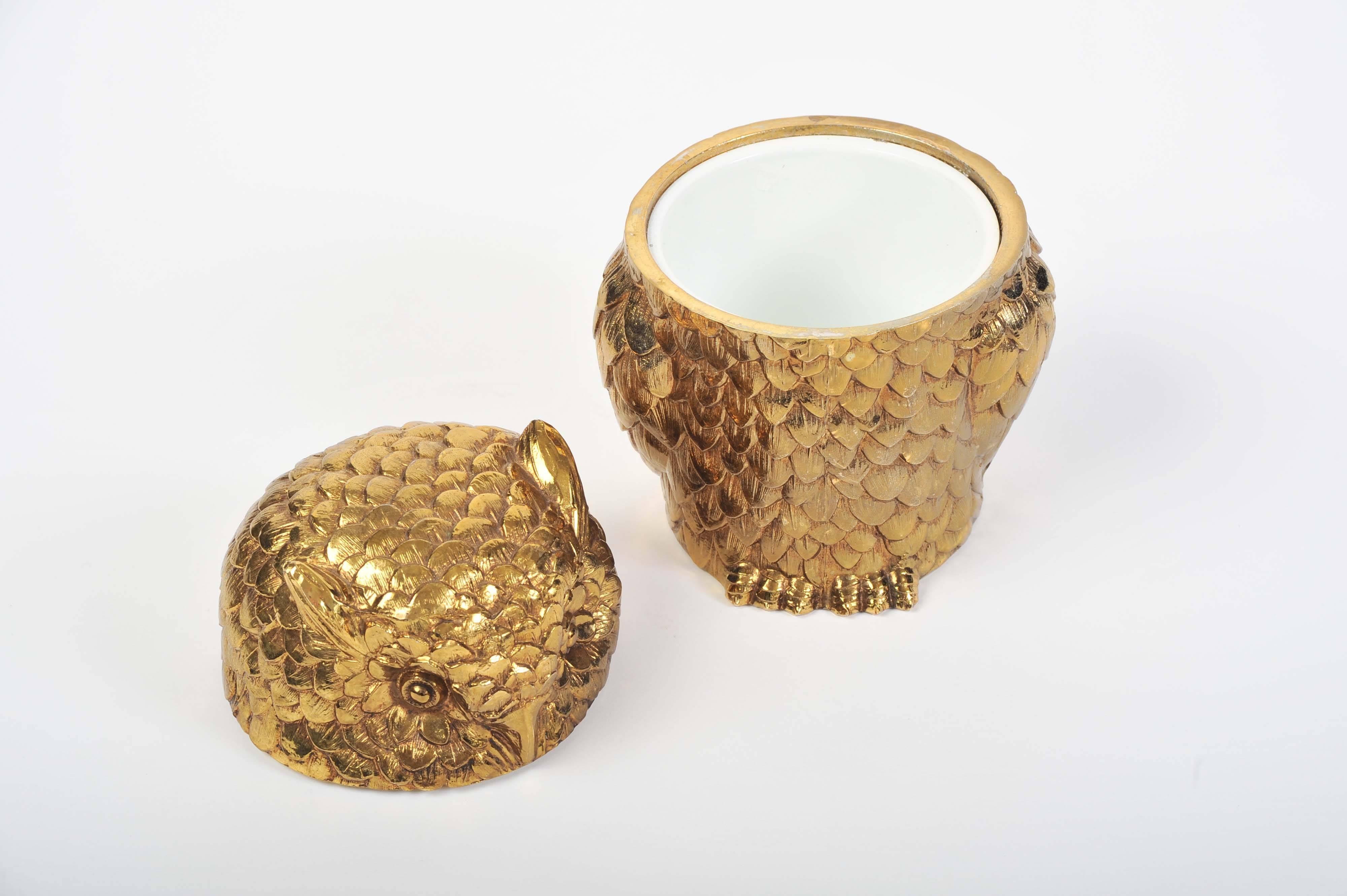 Gilded Owl Ice Bucket by Mauro Manetti 1