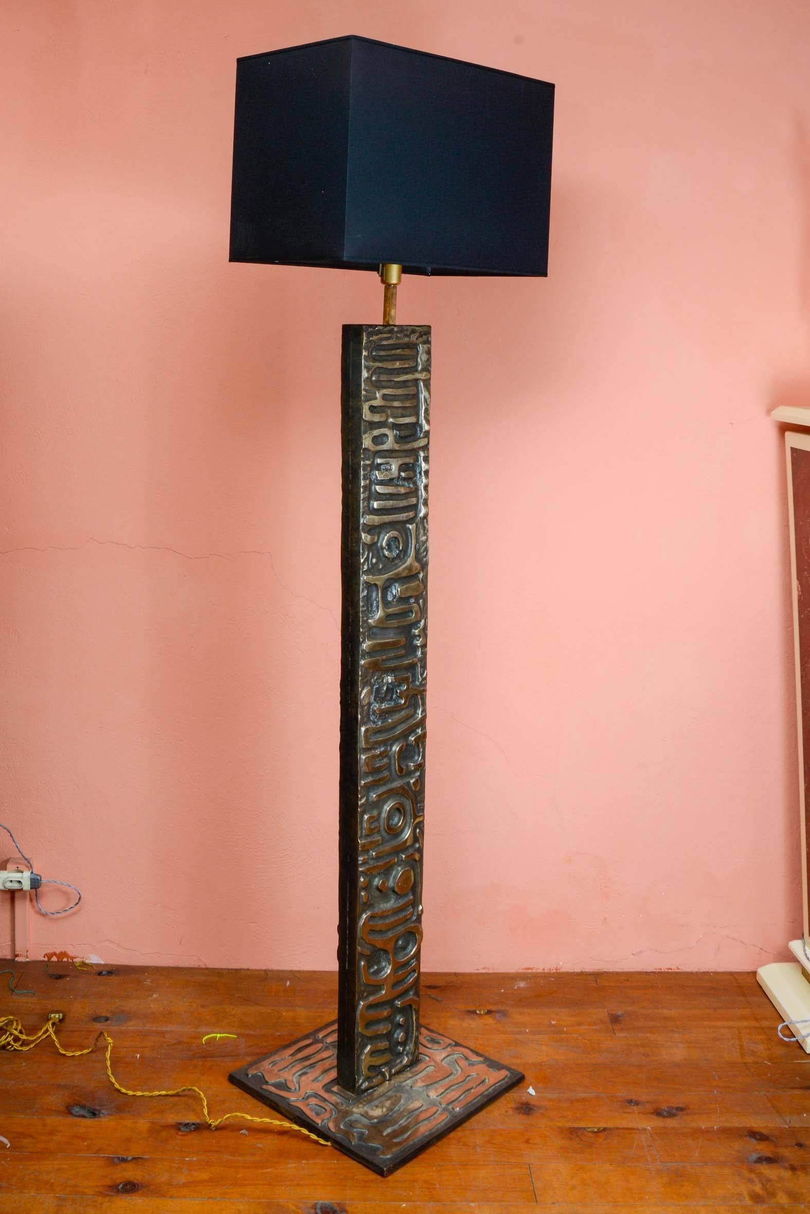 Late 20th Century Rare Bronze Floor Lamp Signed by Enzo Missoni