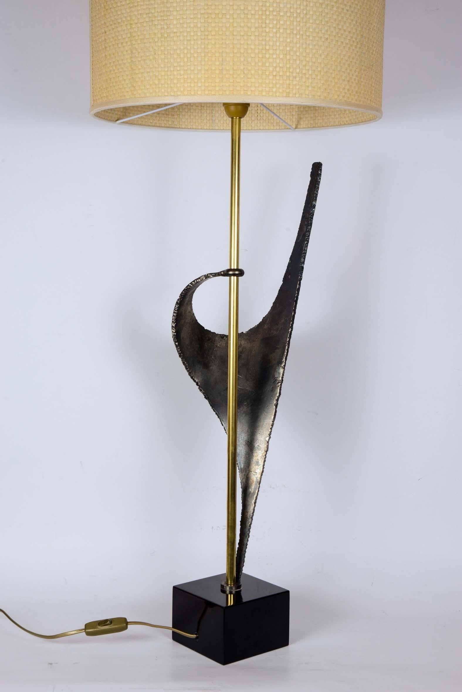 Mid-20th Century Pair of Brutalist Lamps in the Style of Curtis Jere