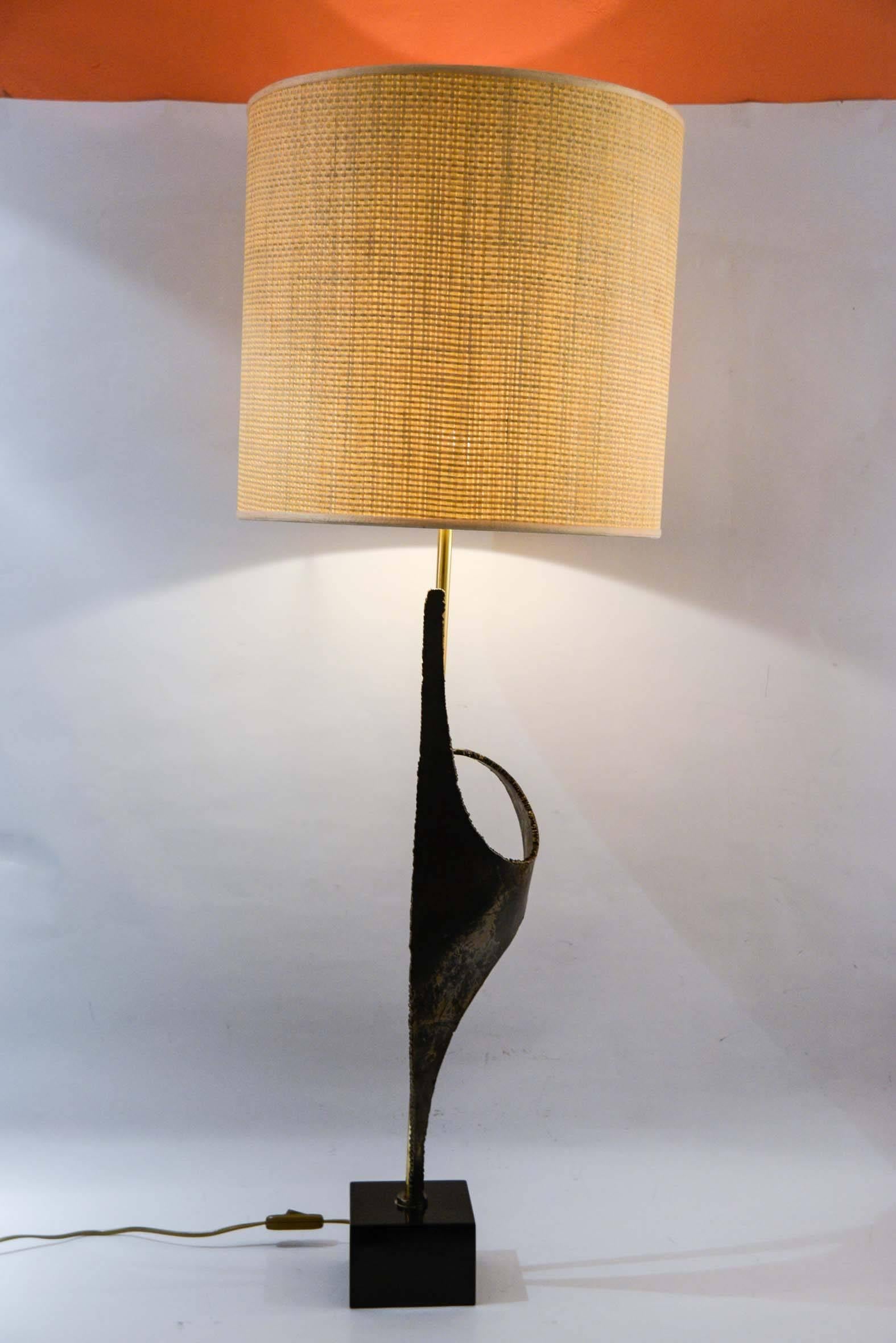 Pair of Brutalist Lamps in the Style of Curtis Jere 1