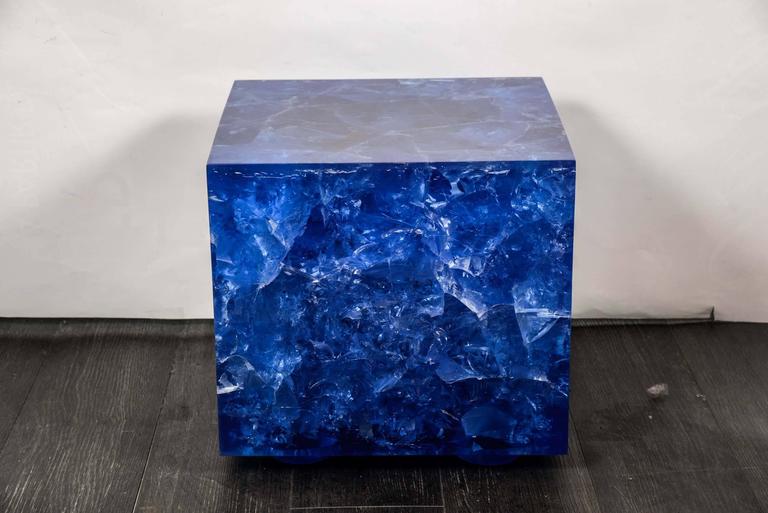 Pair of Fantastic Resin Cube Side Tables by Franco Gavagni For Sale at