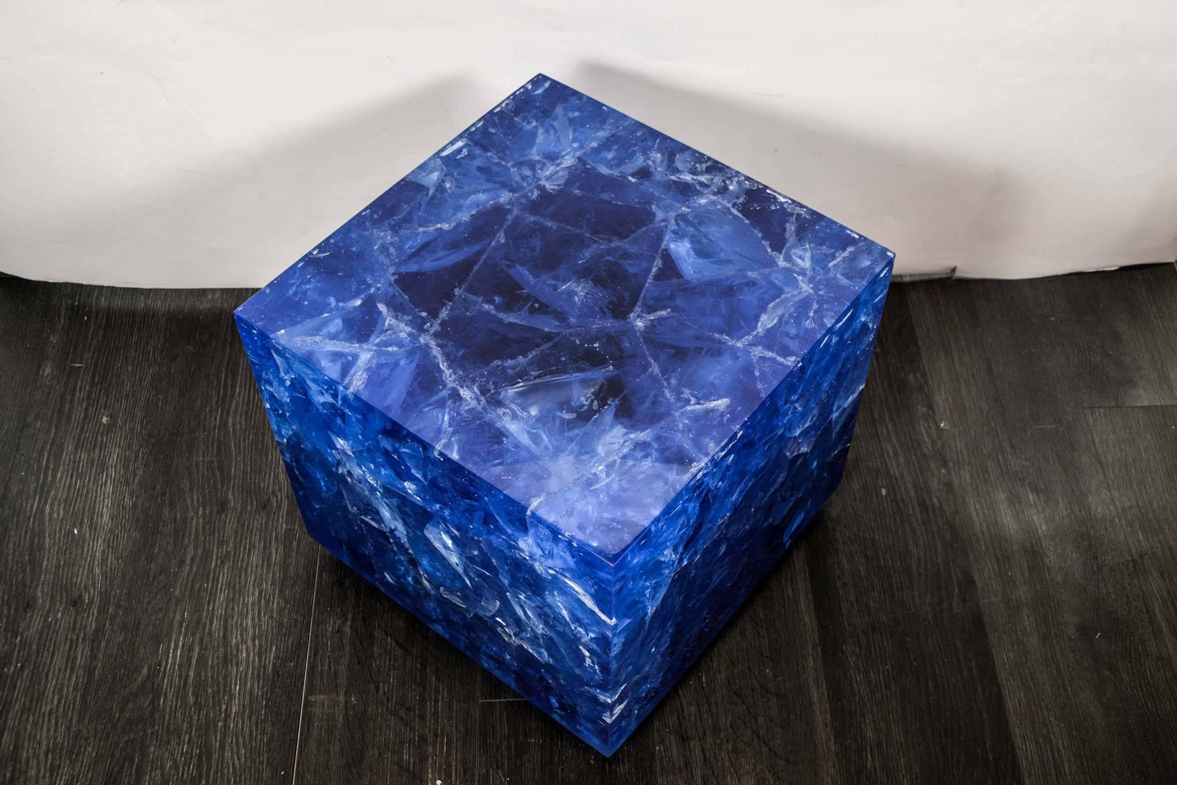 French Pair of Fantastic Resin Cube Side Tables by Franco Gavagni For Sale
