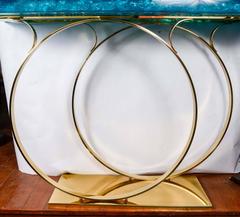 Konsole aus Messing mit gebrochener Eisharzplatte von Franco Gavagni für Rgis Royant