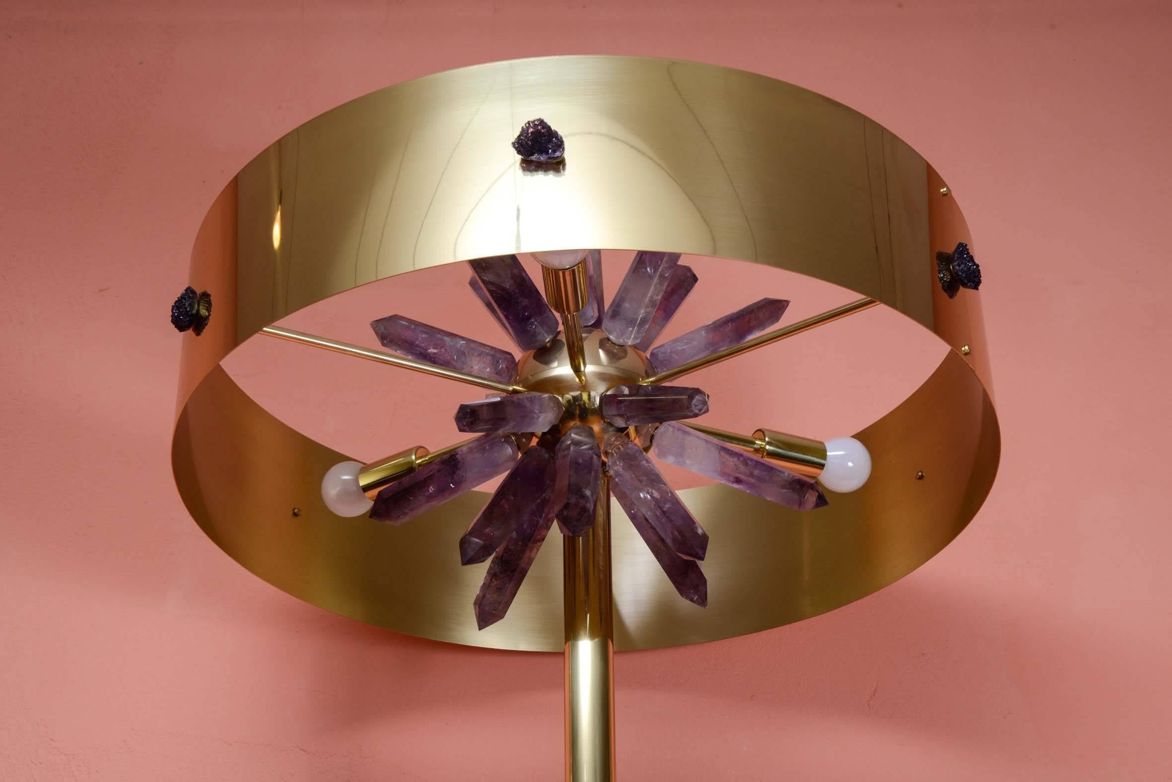 Contemporary Floor Lamp with Amethyst by Gianluca Fontana For Sale