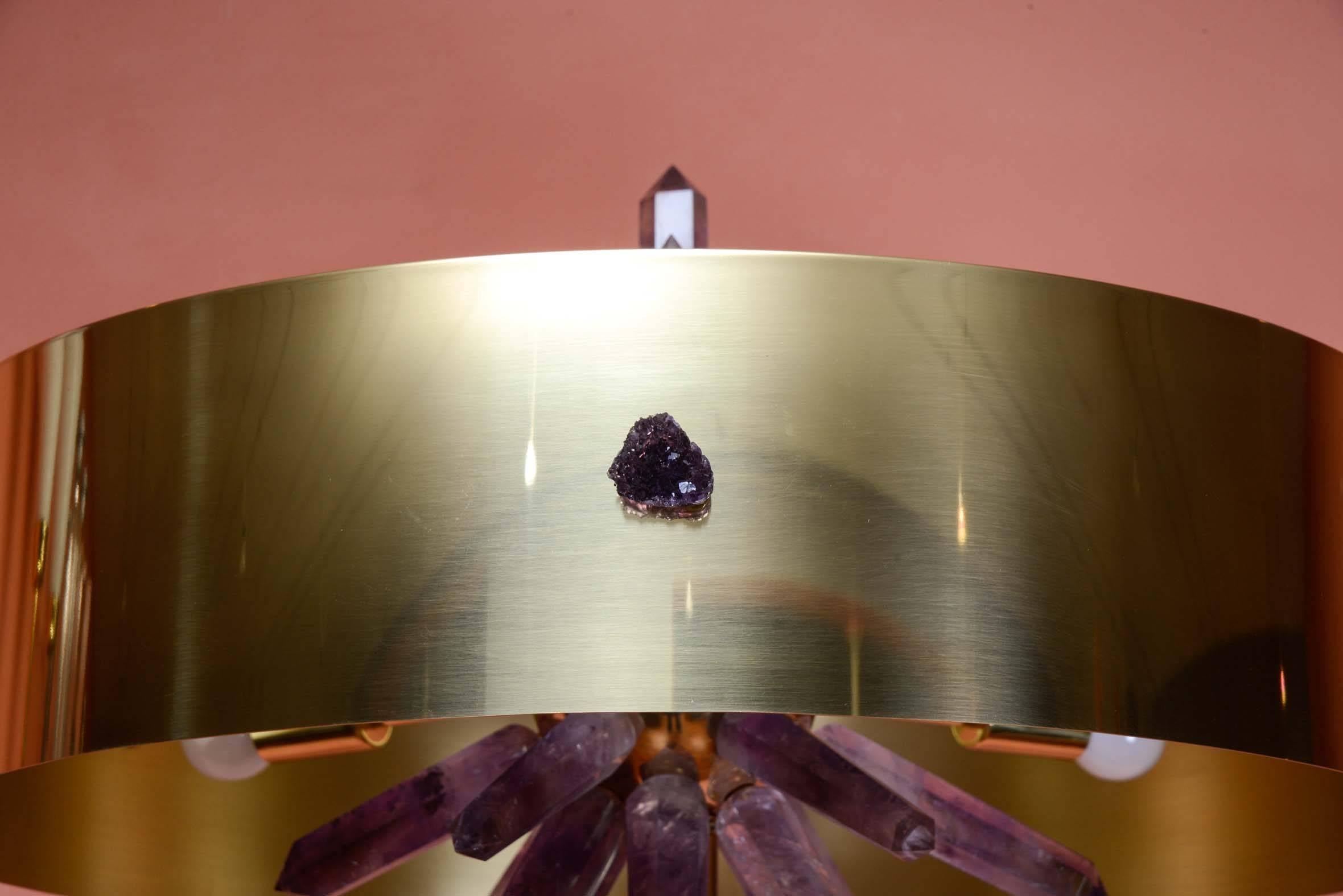 Brass Floor Lamp with Amethyst by Gianluca Fontana For Sale