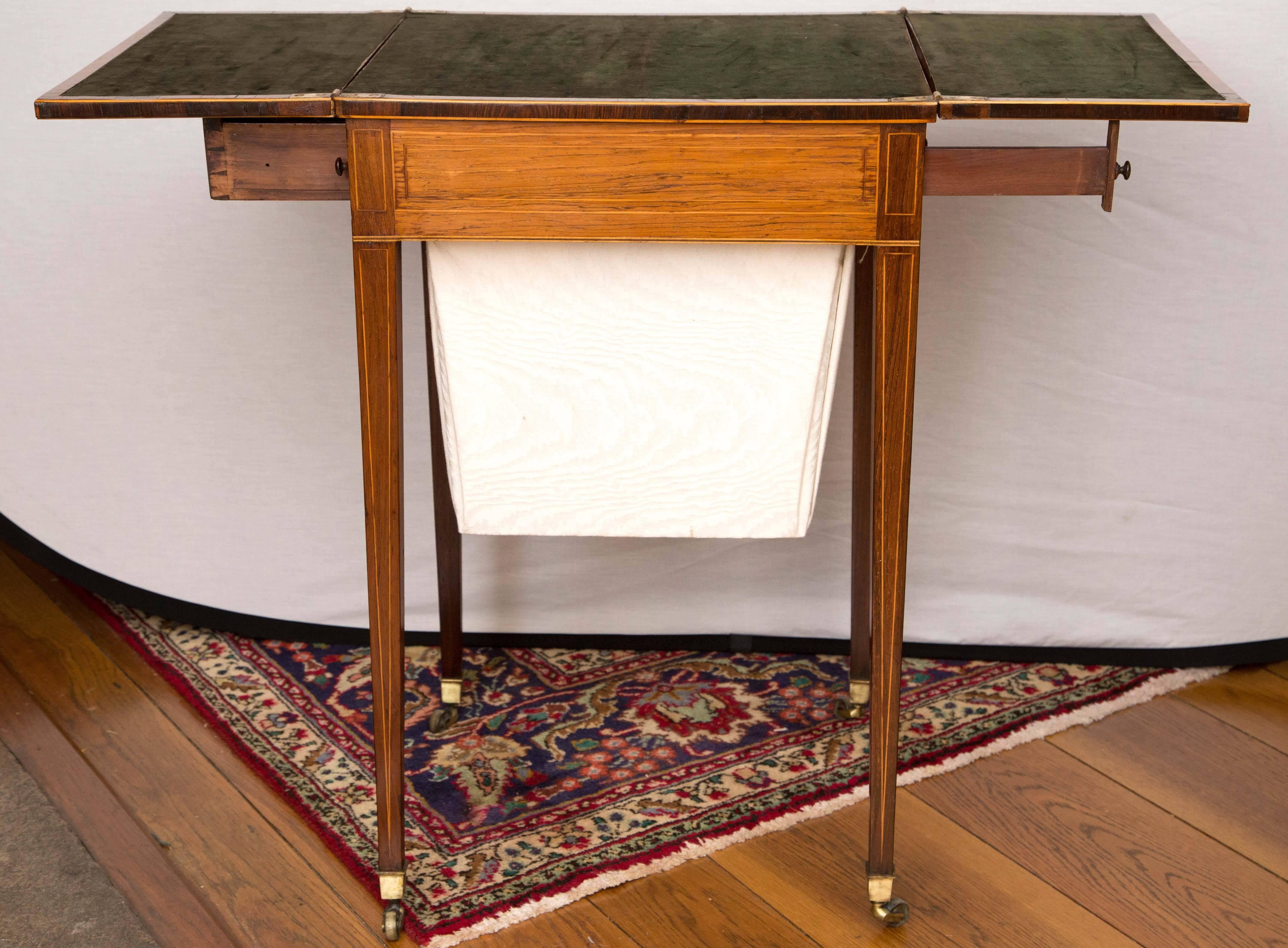 George III Mahogany and Satinwood Work Table For Sale 1