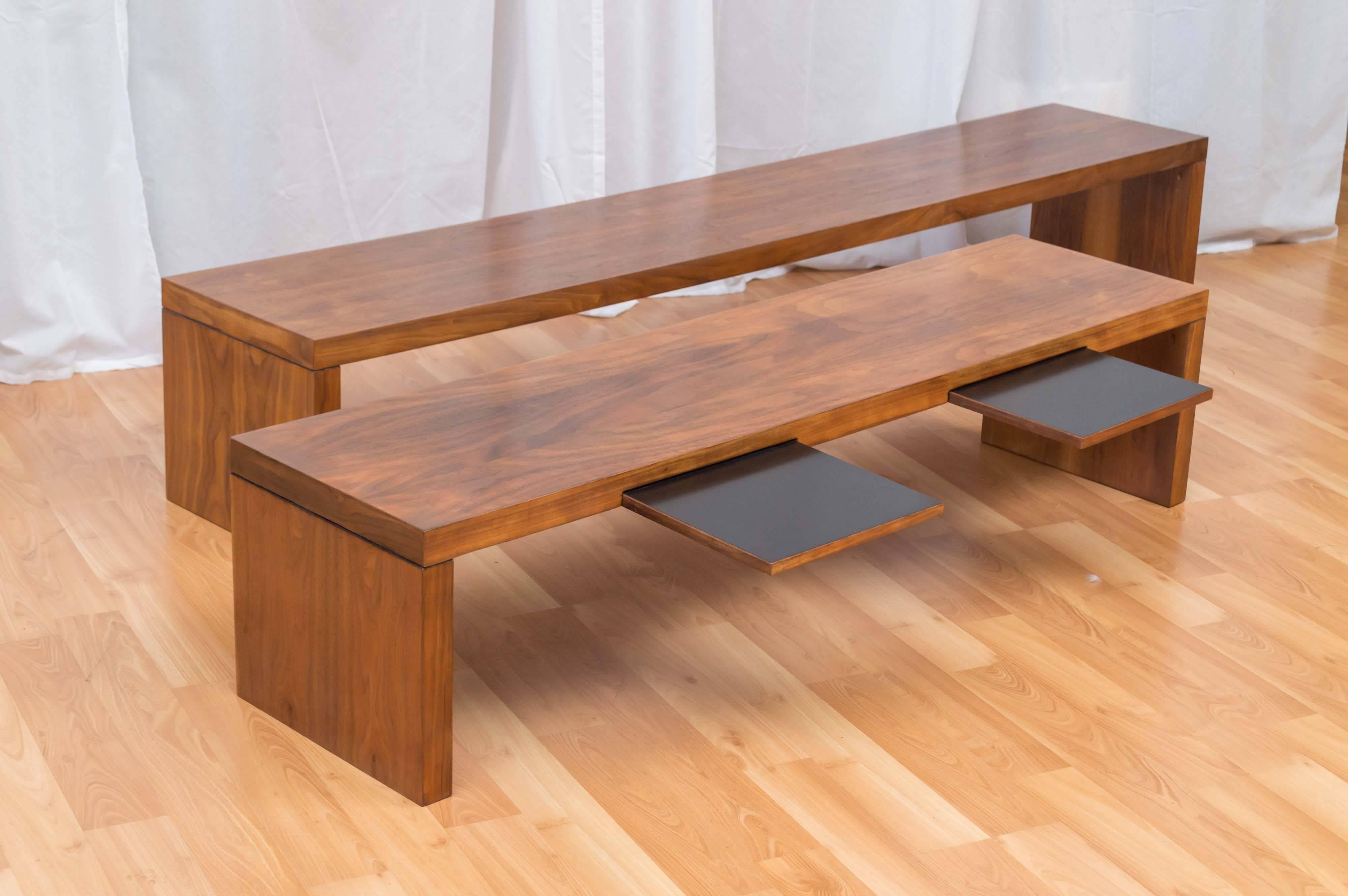 American Two of Extra-Long Walnut Benches by Milo Baughman for Thayer Coggin