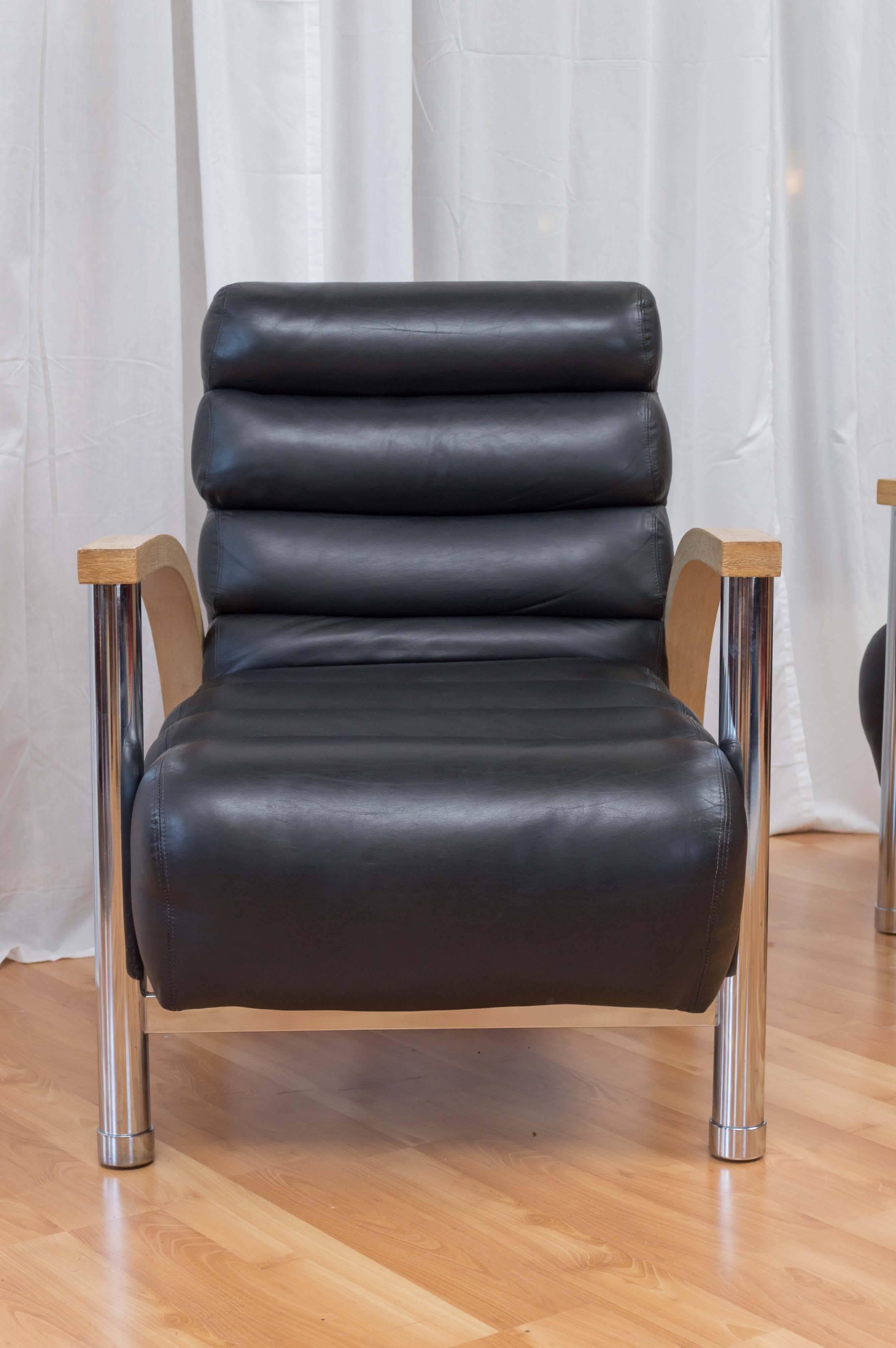 Leather Pair of Eclipse Club Chairs by Jay Spectre for Century *** Saturday Sale!