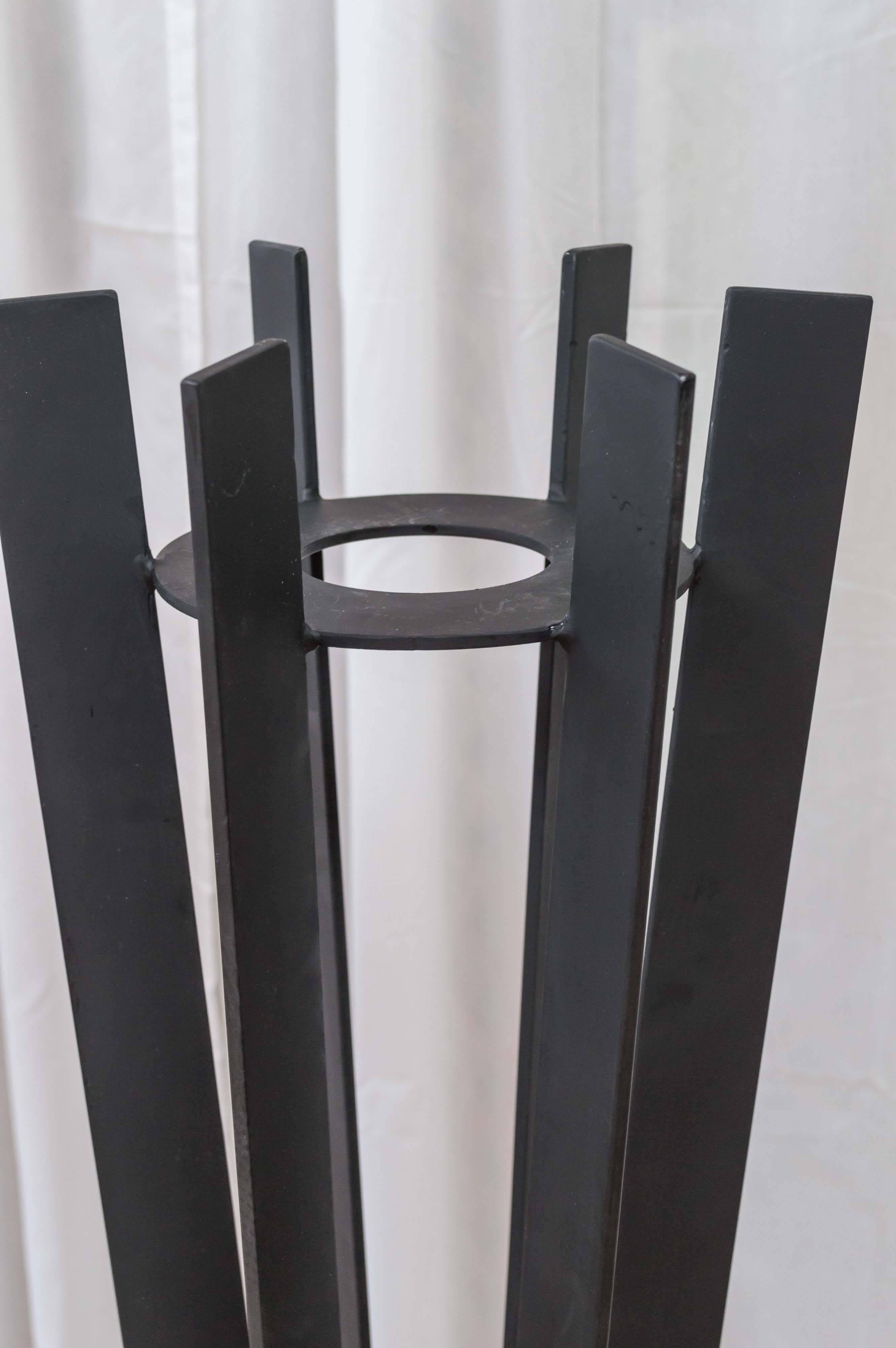 Modern Pair of Sculptural and Tall Wrought Iron Plant Stands For Sale