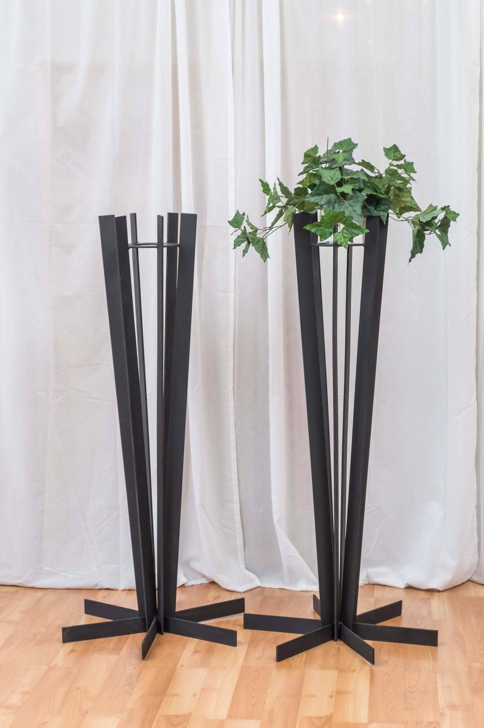 Pair of Sculptural and Tall Wrought Iron Plant Stands For Sale at 1stdibs