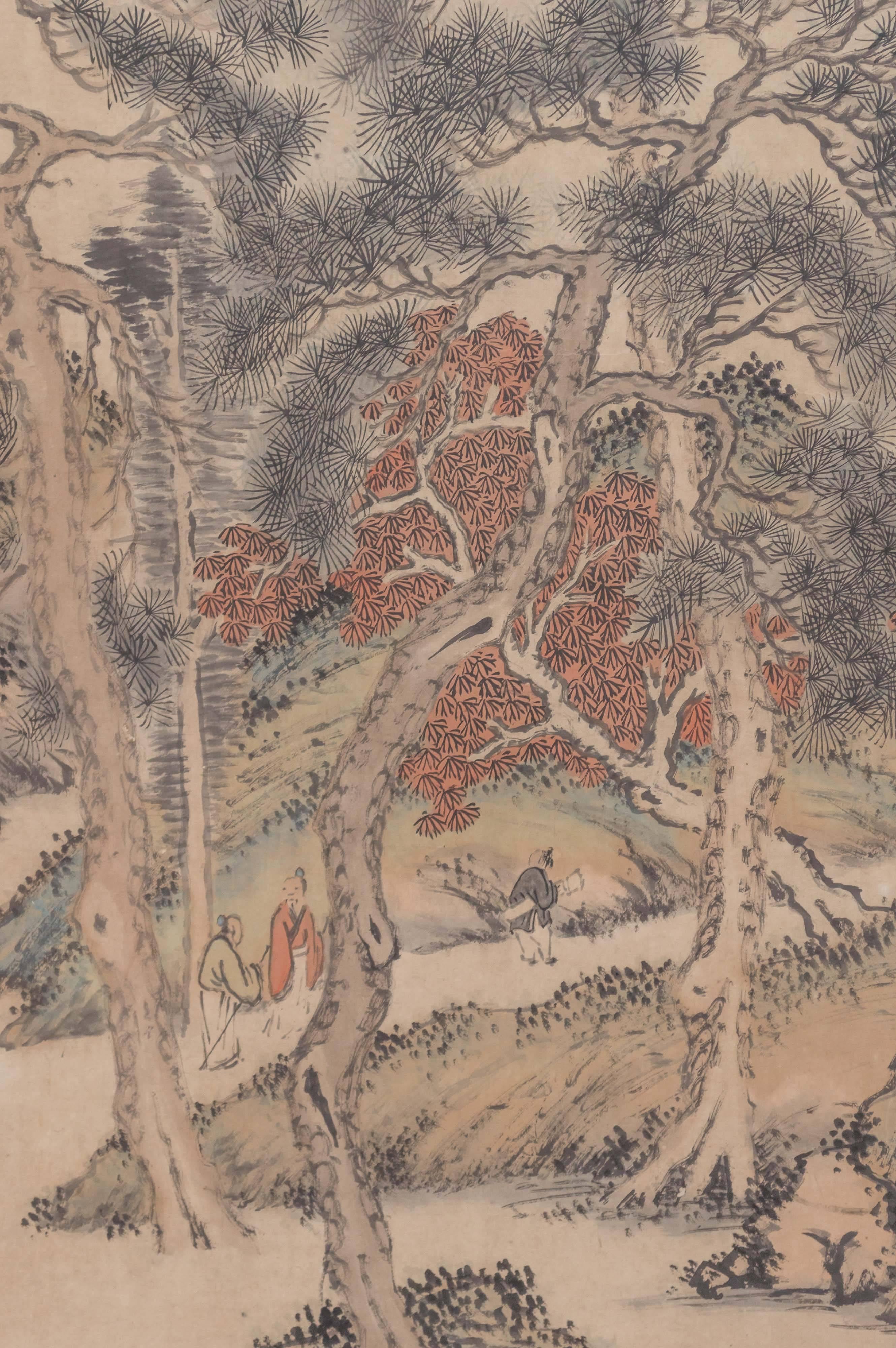 Epic Chinese Qing Dynasty Ink Landscape Hall Painting by Gu Yaozhang In Good Condition In San Francisco, CA