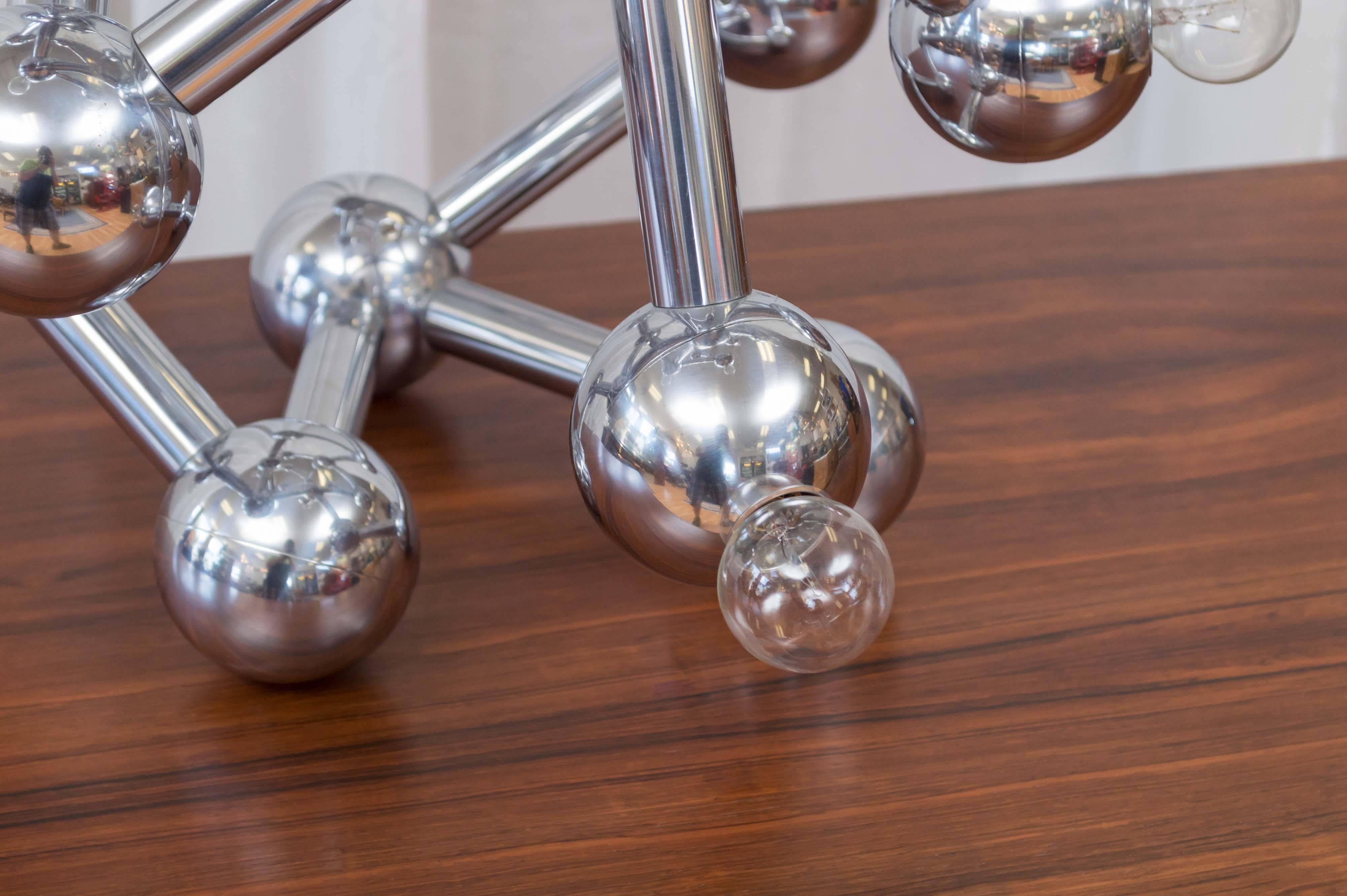 Space Age Spectacular Chrome Eighteen-Light Molecule Lamp by Torino For Sale