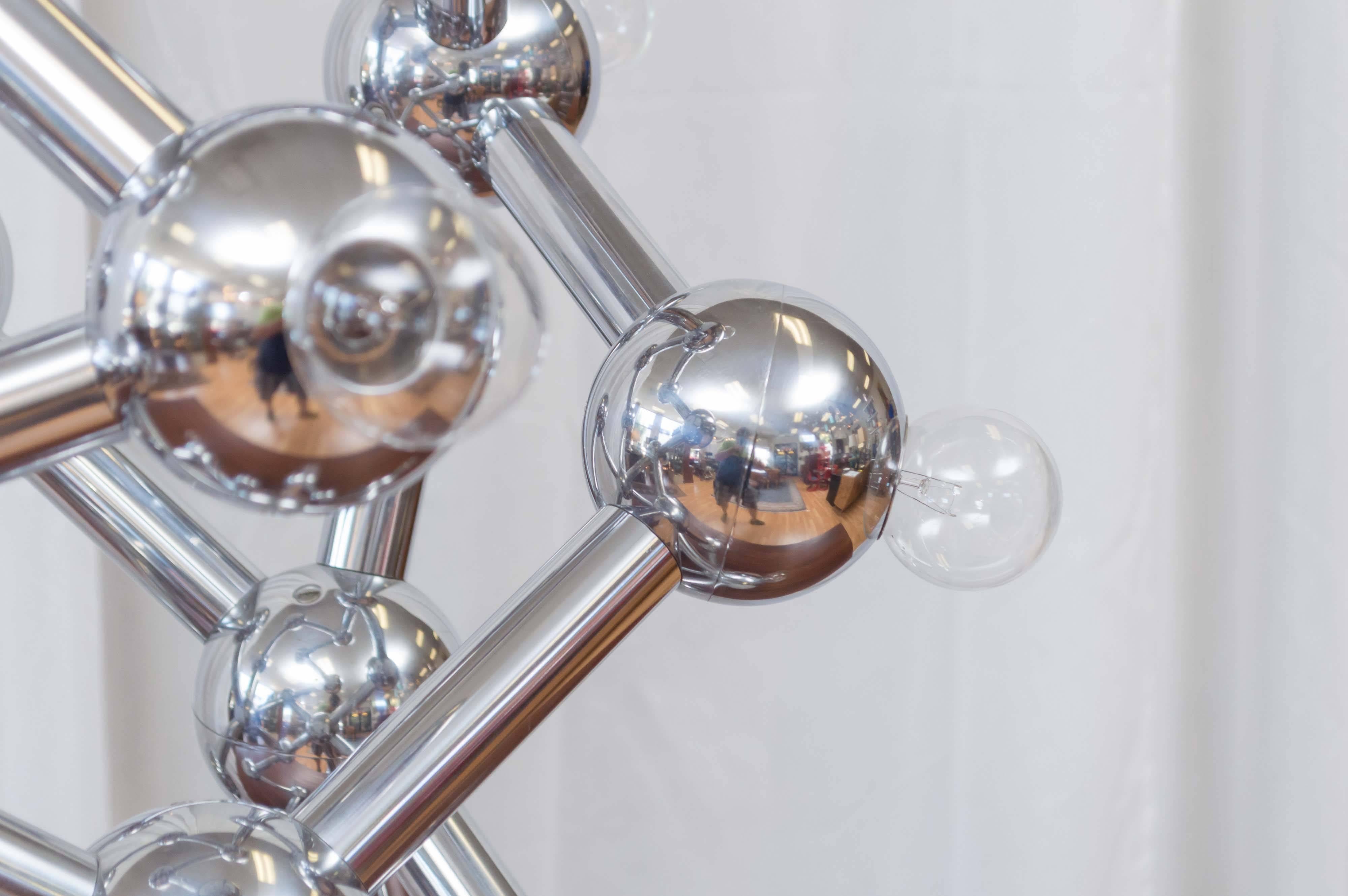 Italian Spectacular Chrome Eighteen-Light Molecule Lamp by Torino For Sale