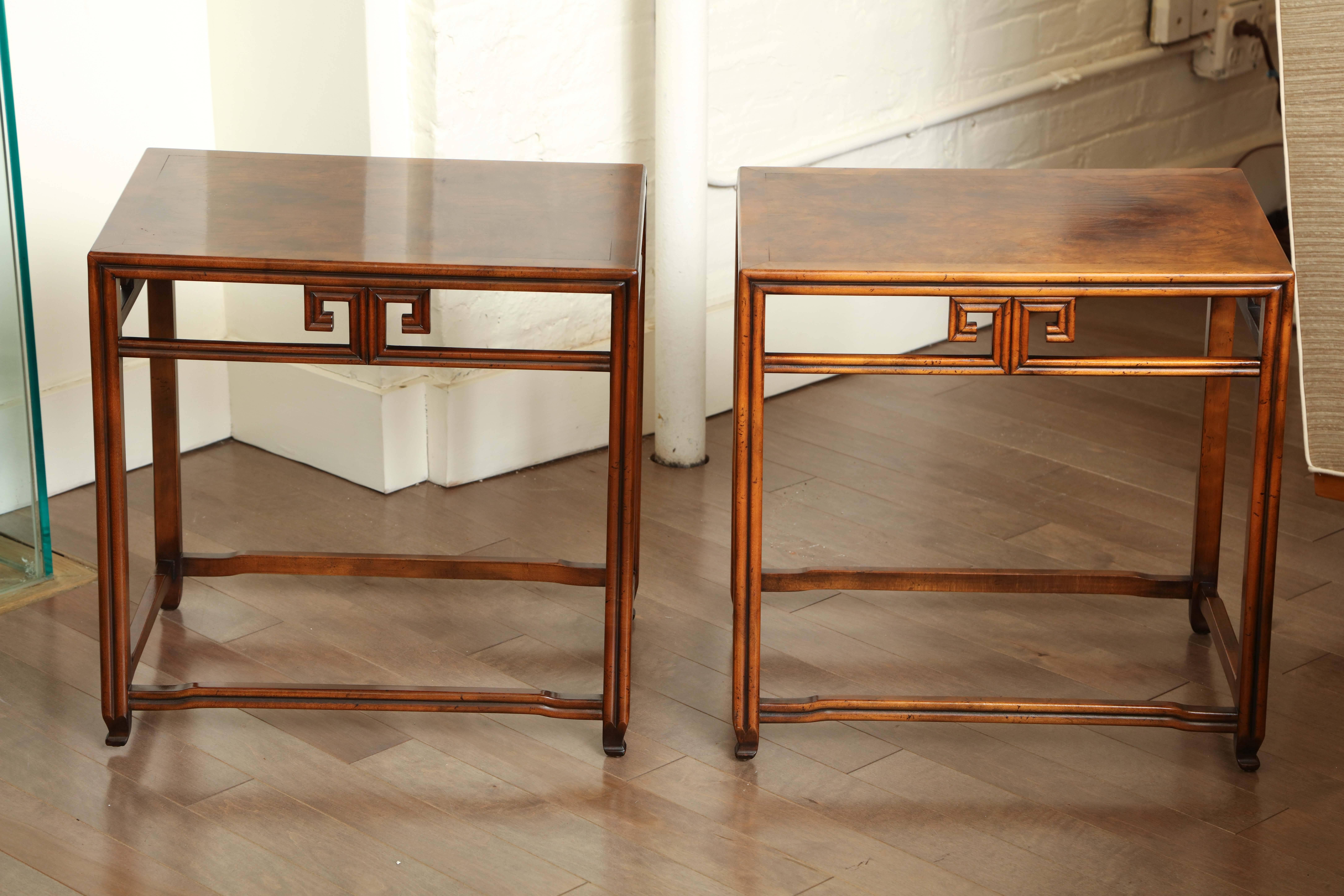 American Pair of Walnut Tables by Michael Taylor for Baker, circa 1970 For Sale