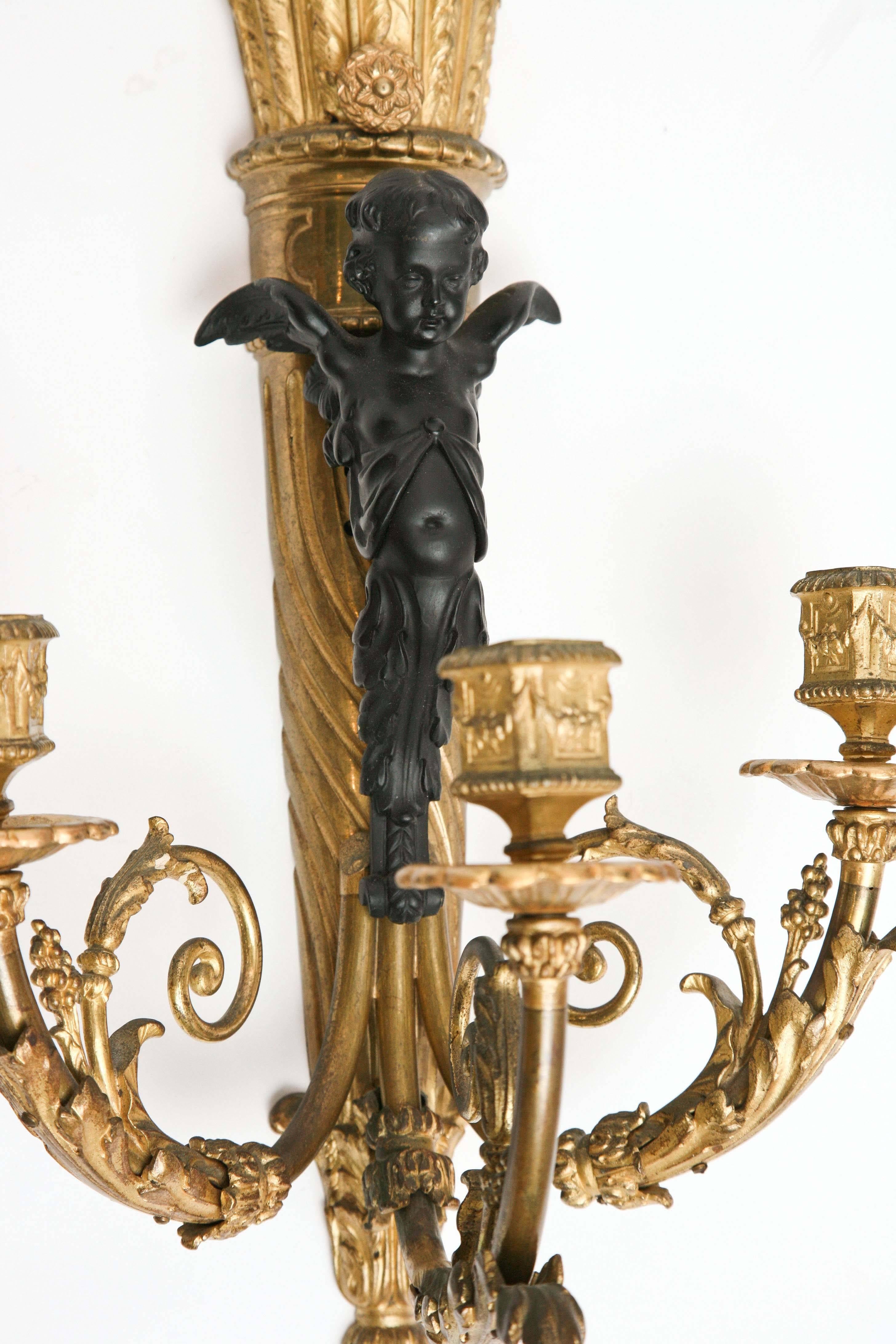 Fine Pair of 19th Century French Bronze Sconces 4