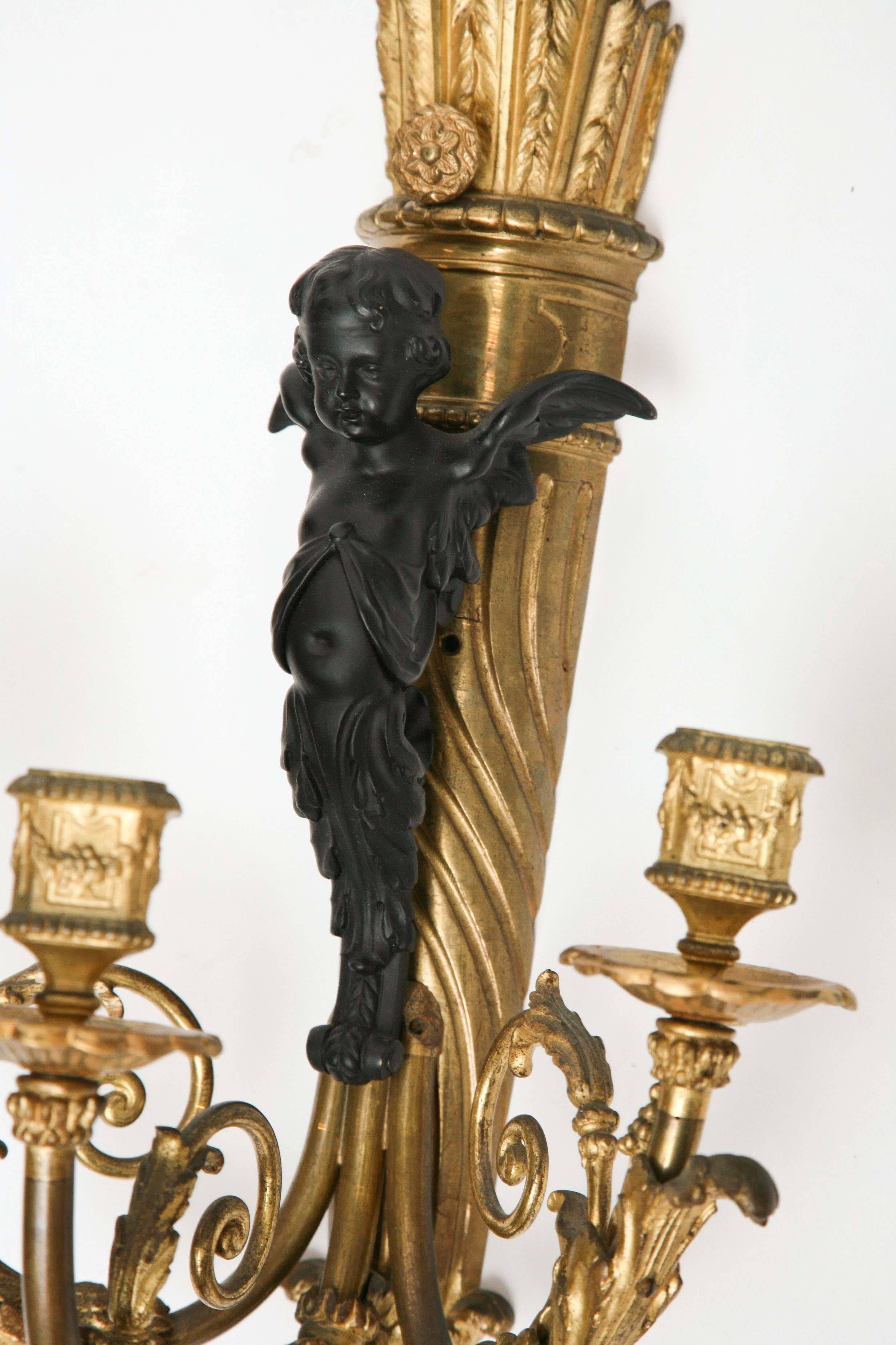 Fine Pair of 19th Century French Bronze Sconces 5
