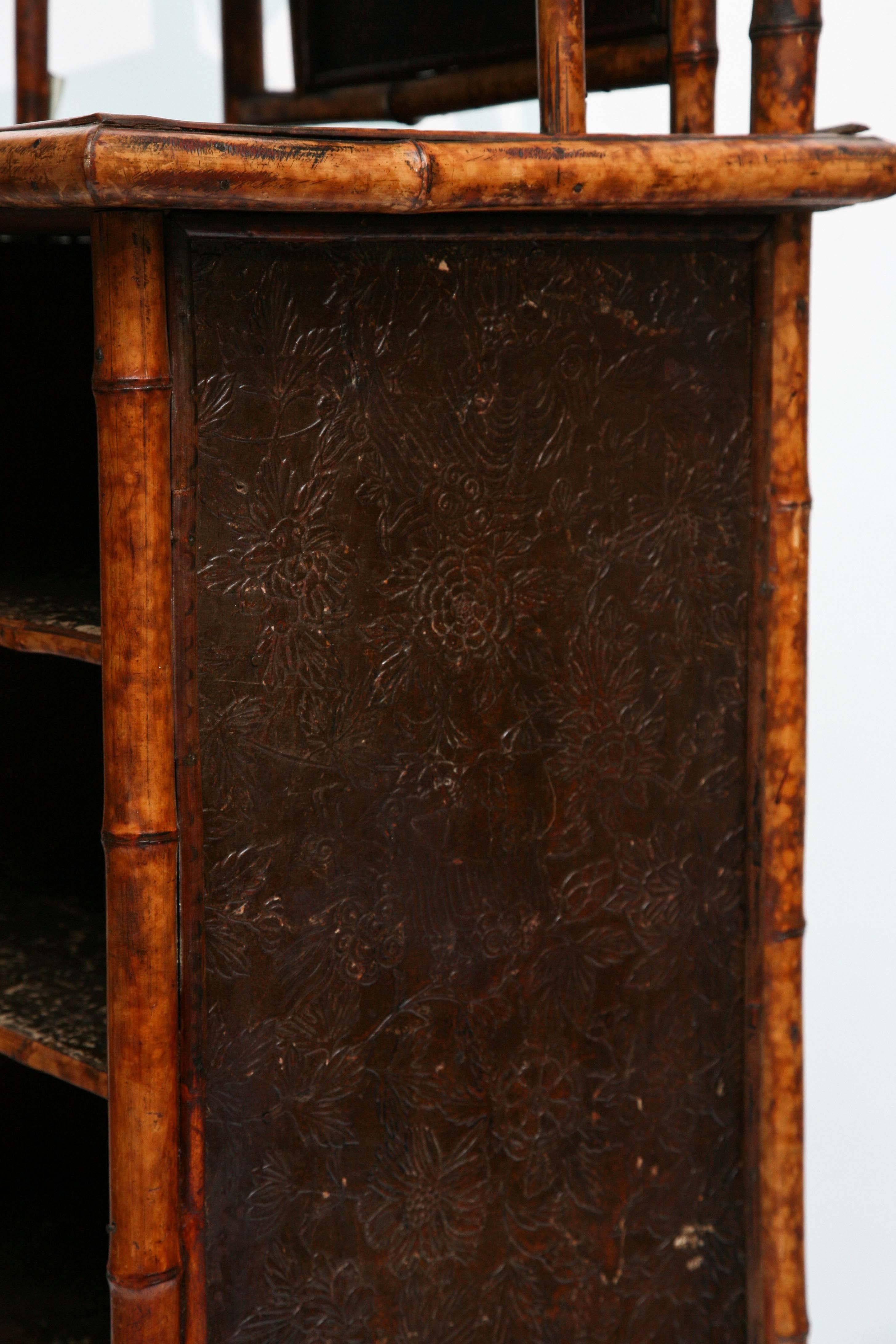 Elaborate 19th Century Bamboo Music Cabinet/Bookcase 1