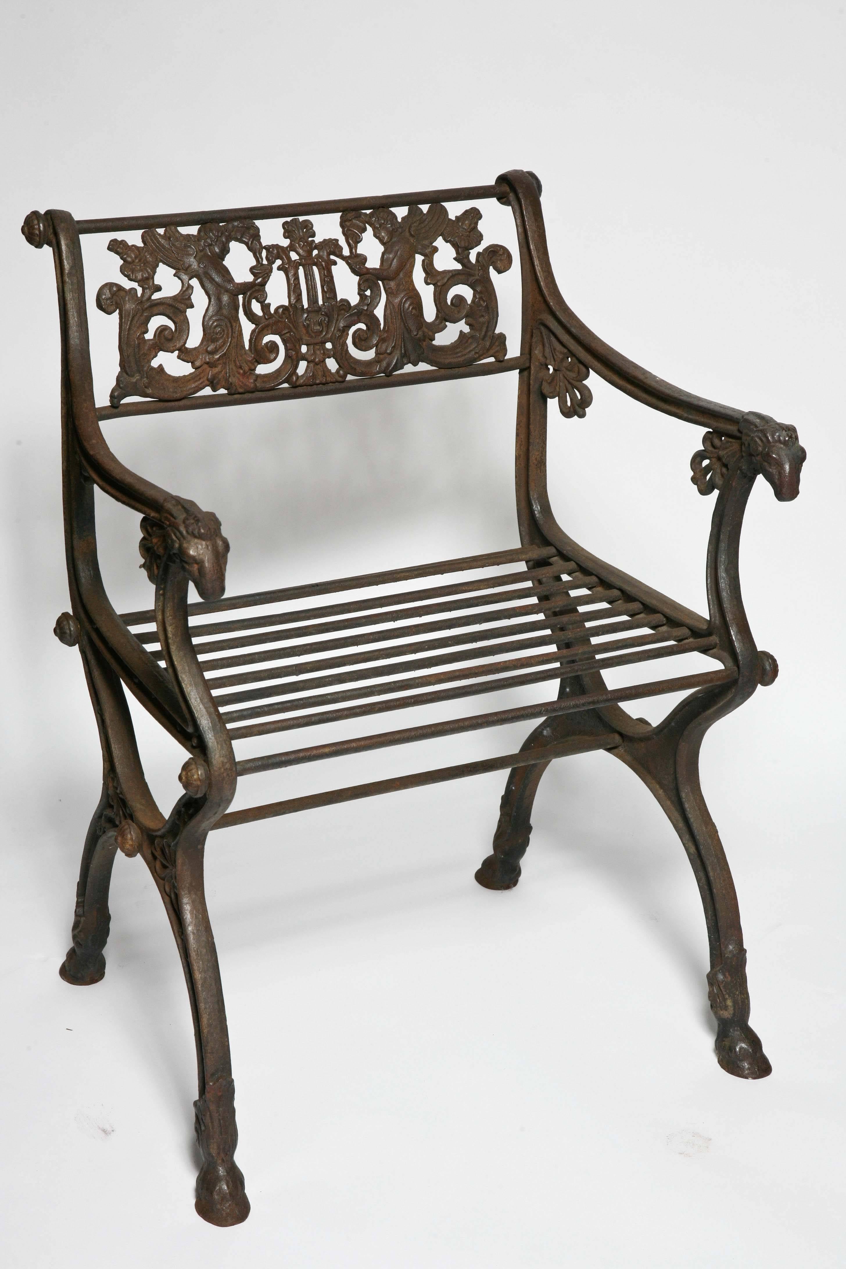 European Pair of Antique Iron Garden Chairs