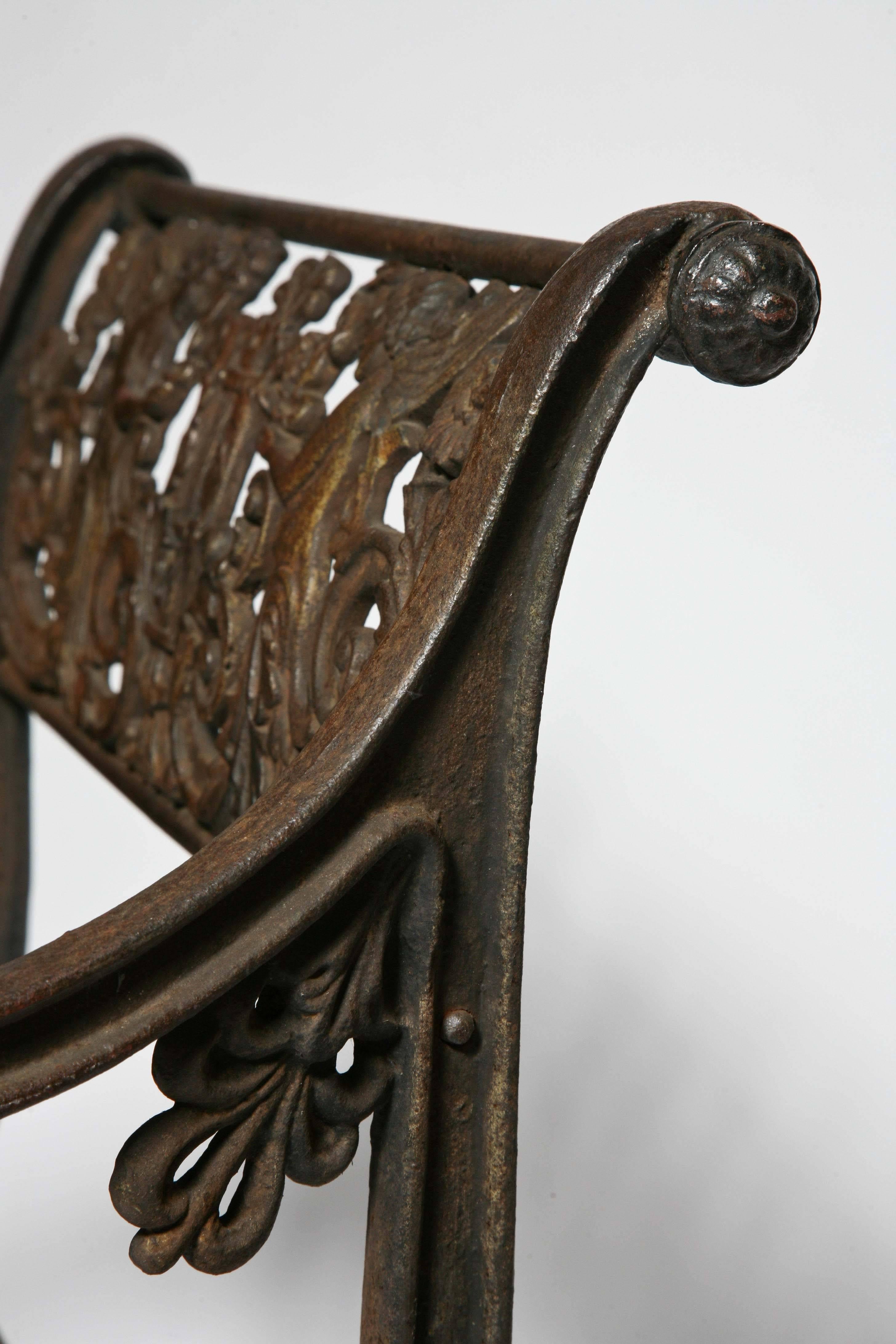 Pair of Antique Iron Garden Chairs 1