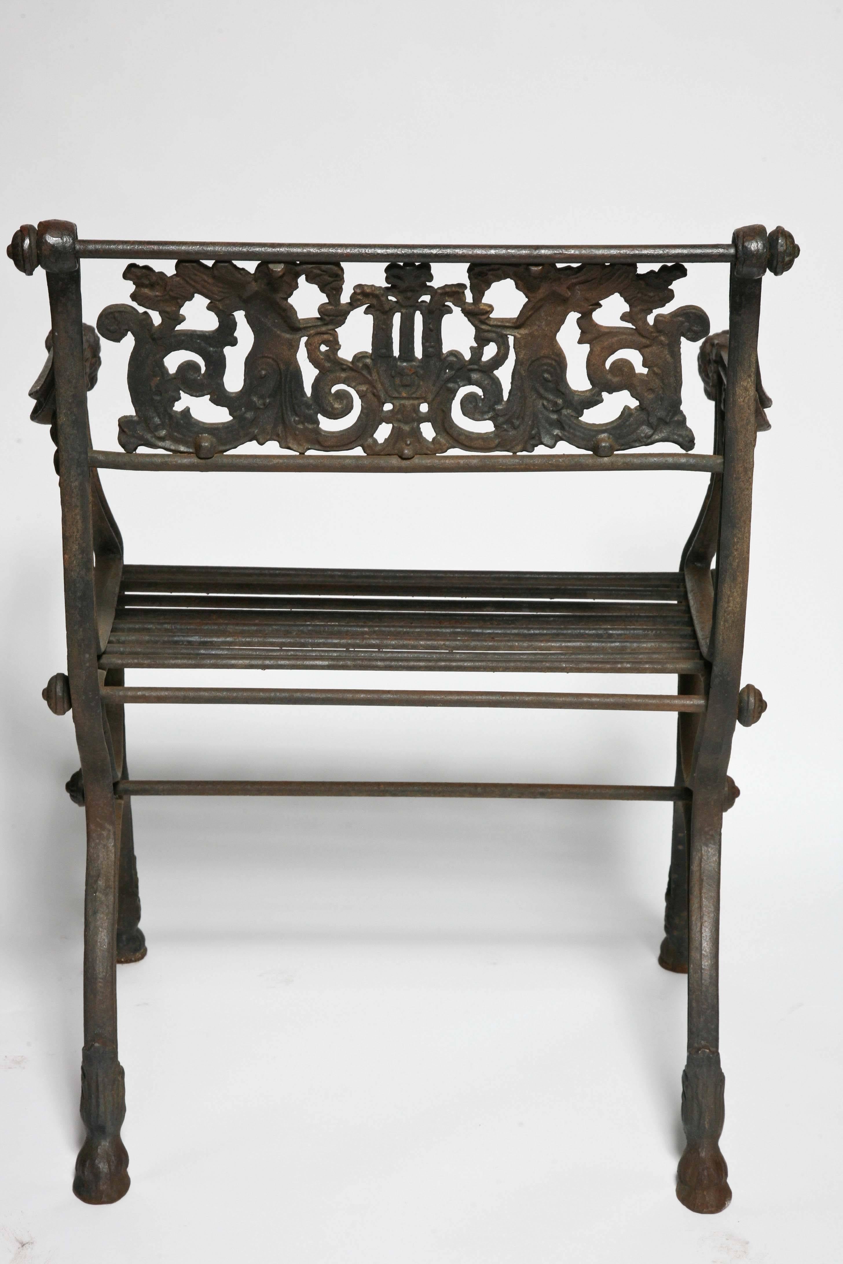 Pair of Antique Iron Garden Chairs 2