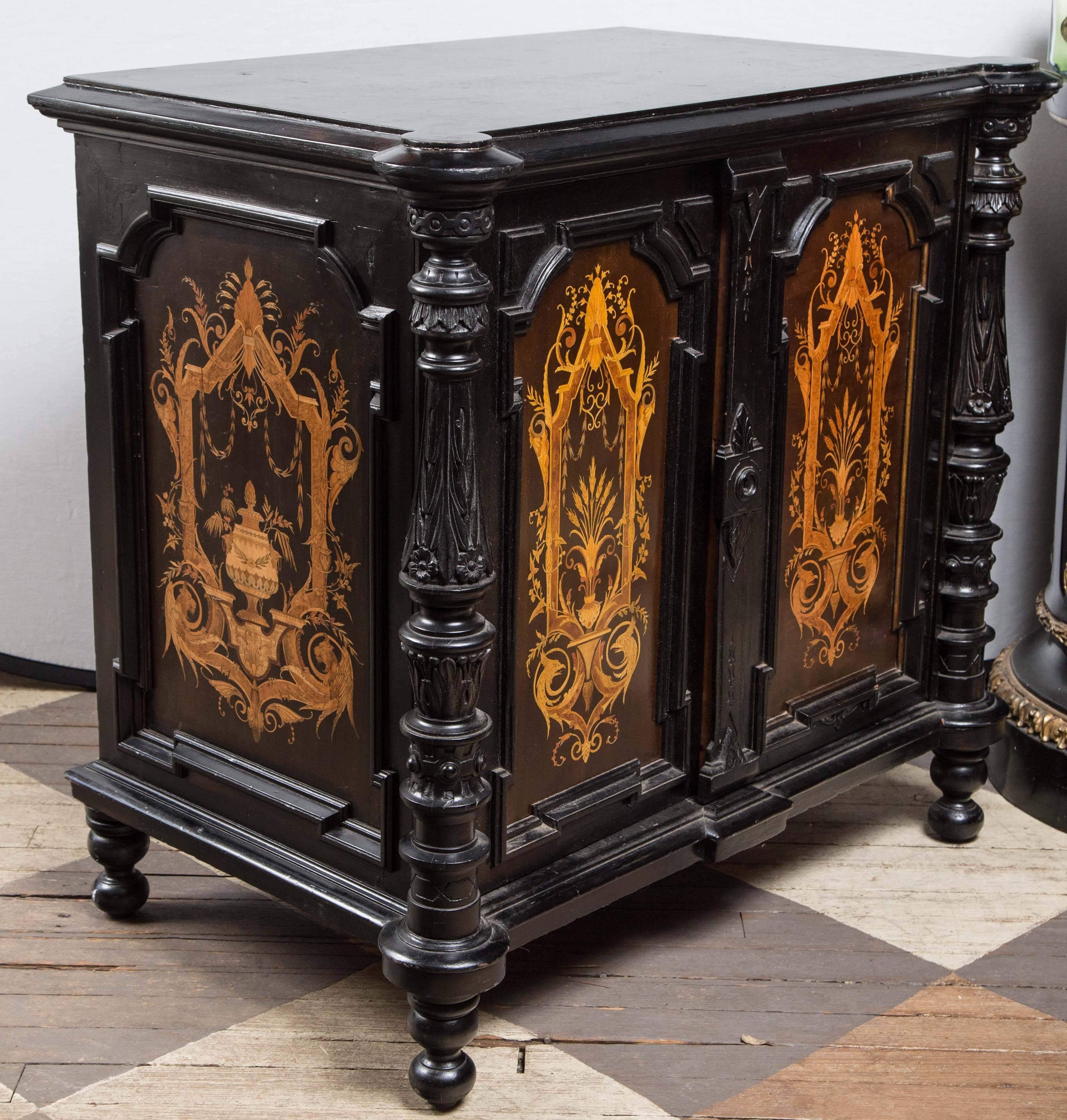 Napolean III Ebonized Cabinet In Good Condition For Sale In Woodbury, CT