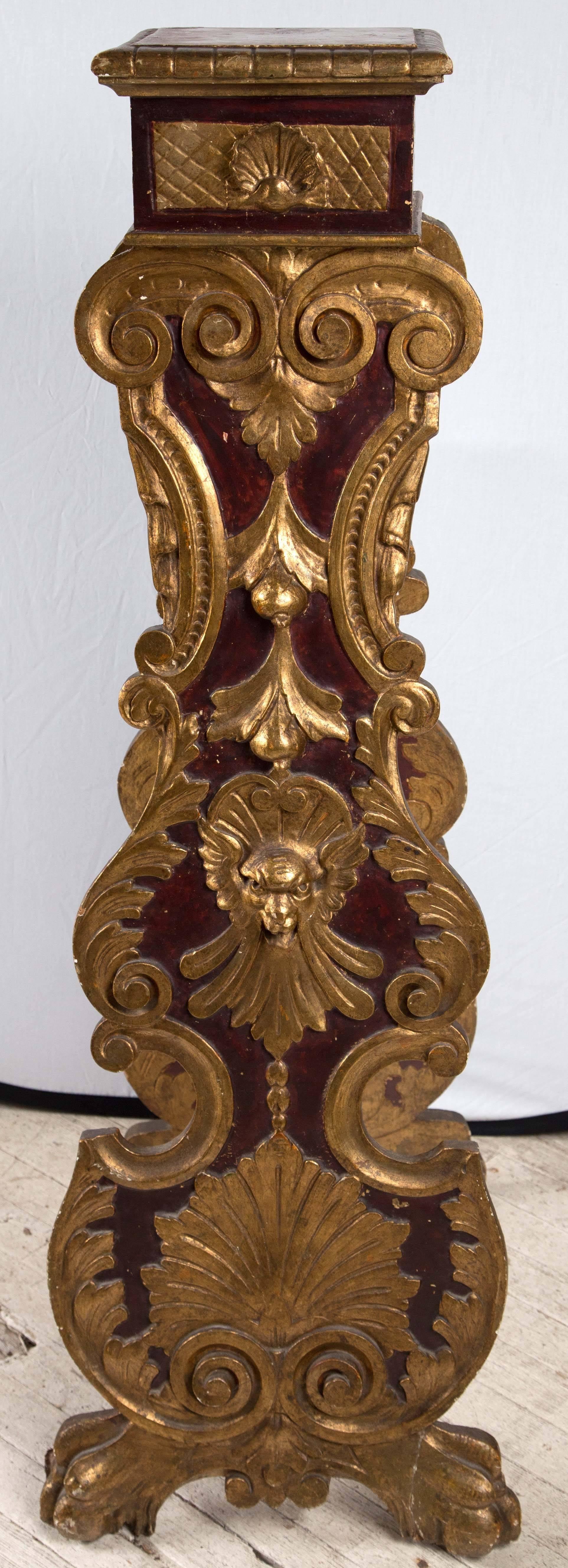 19th Century Unusual Painted and Gilded Pedestal