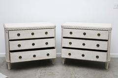 Pair of Antique Swedish Gustavian Painted Chests, Late 19th Century