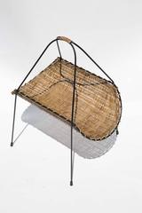 Bamboo Magazine Rack with Black Metal Frame