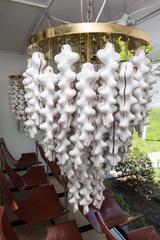 Sculptural Ceramic and Brass Chandelier
