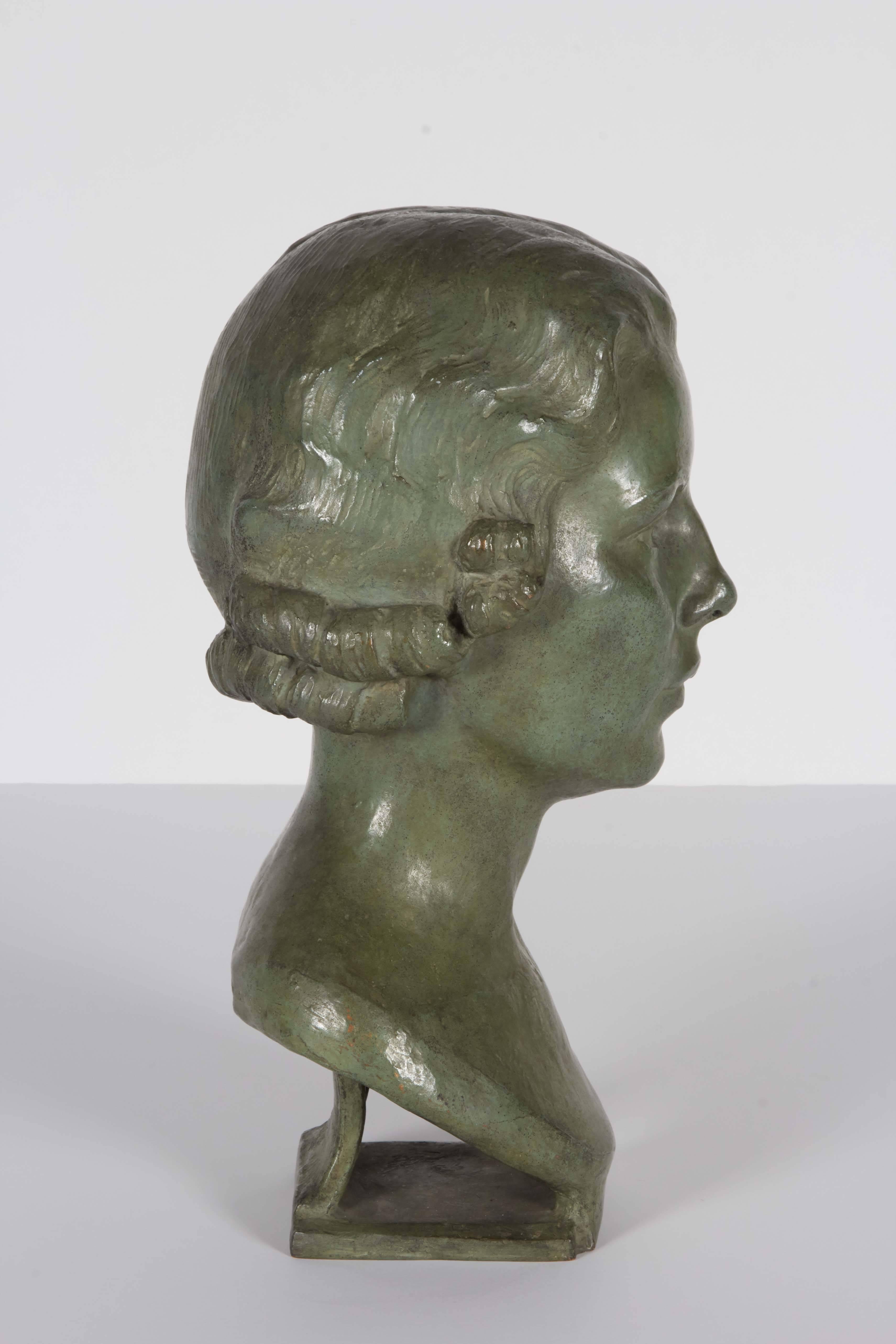 20th Century Bronze Woman Bust