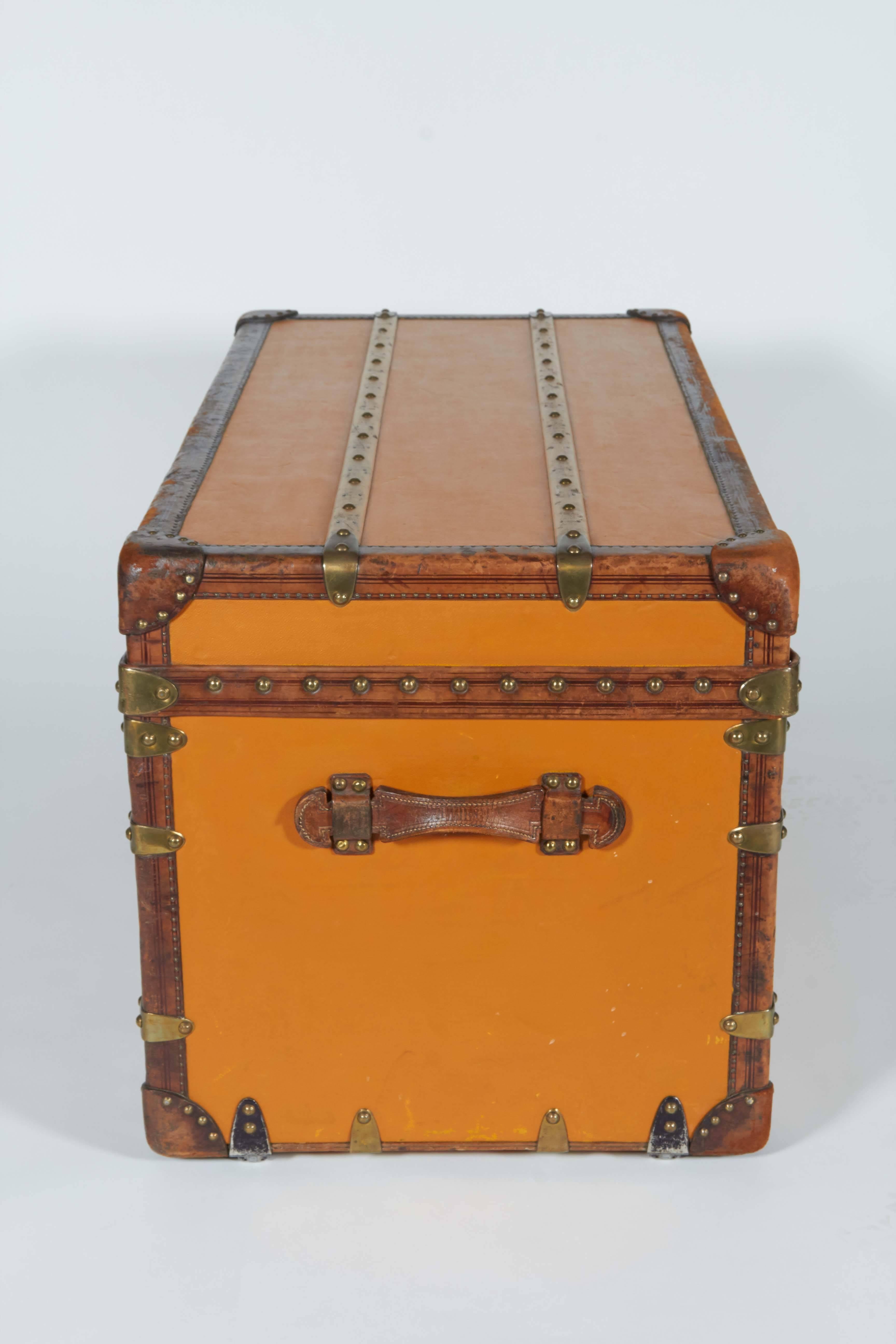 Early 20th Century Louis Vuitton Vuittonite Orange Steamer Trunk For Sale