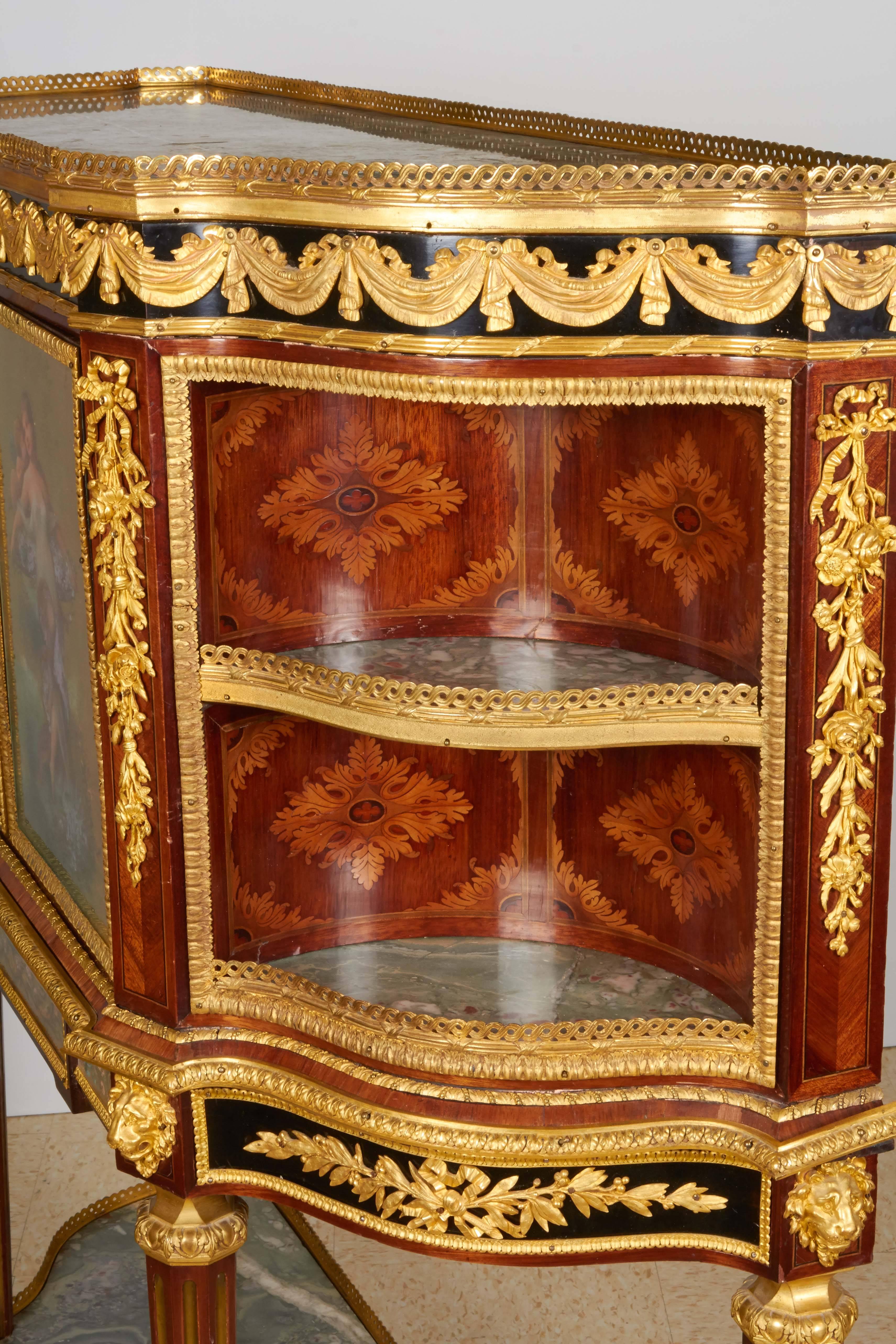 Exceptional French Ormolu-Mounted Mahogany Marquetry Secretaire a Abattant Desk 1