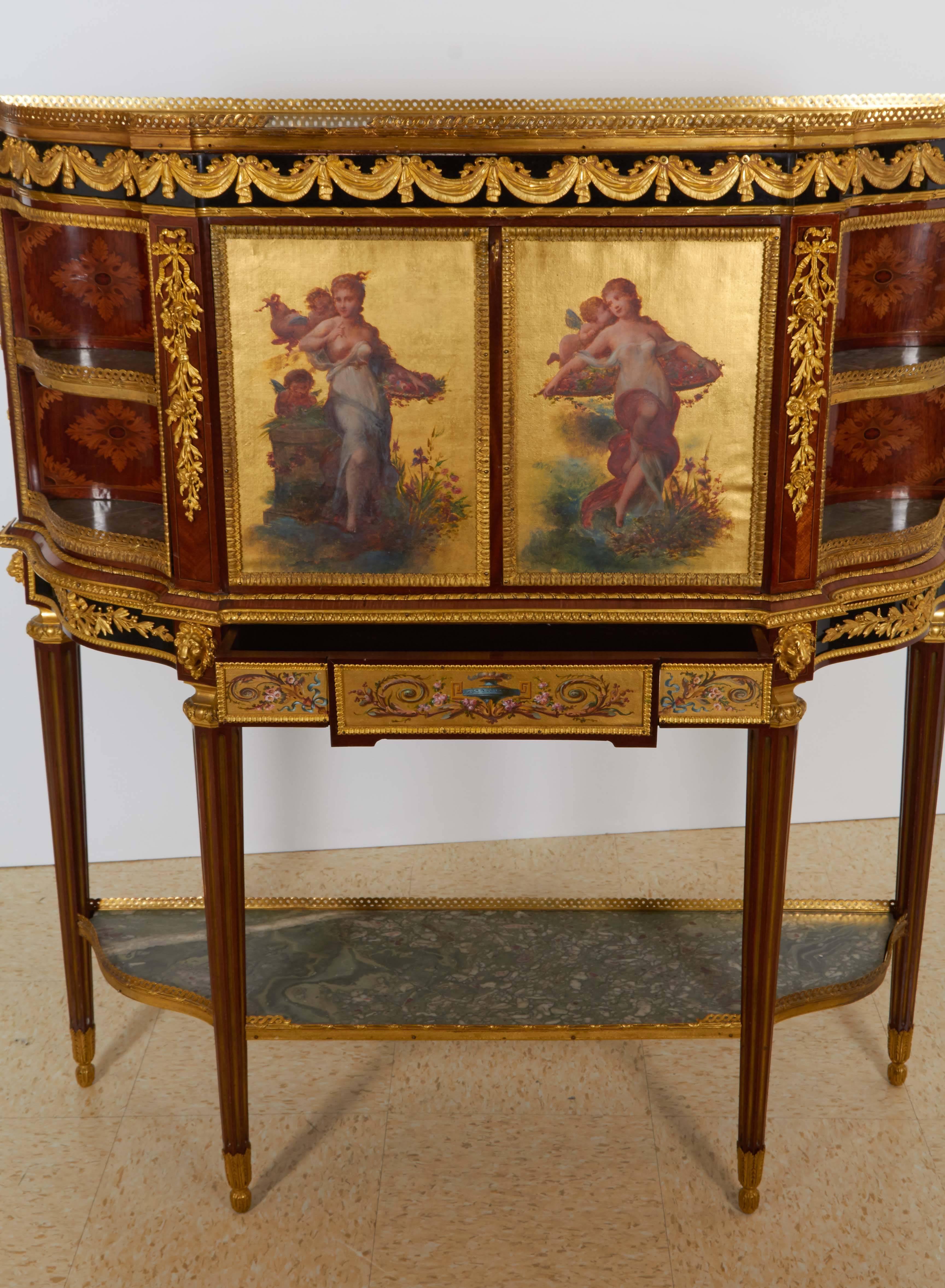 Exceptional French Ormolu-Mounted Mahogany Marquetry Secretaire a Abattant Desk 4