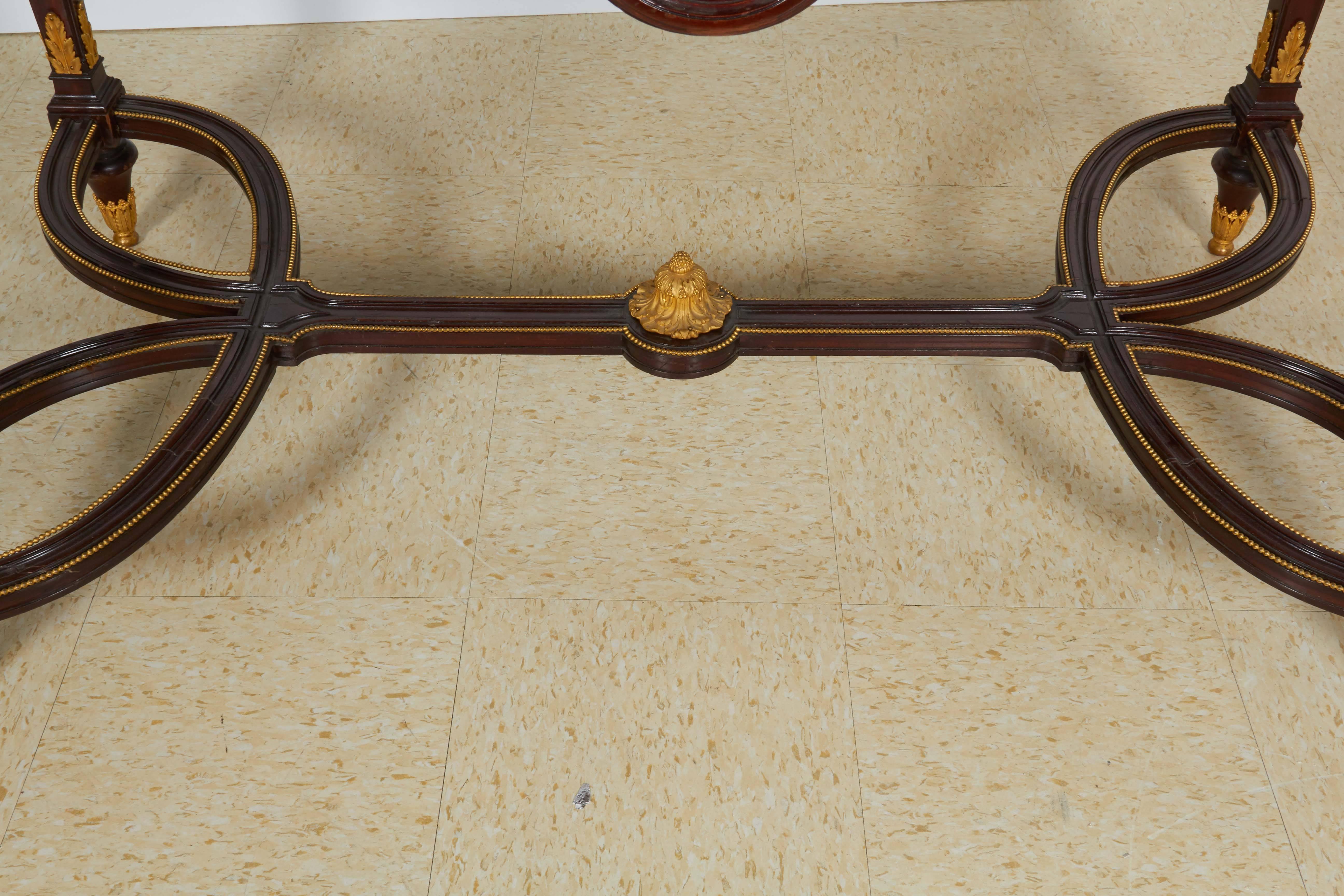 19th Century French Ormolu and Jasperware Wedgewood-Mounted Mahogany Center Table Desk