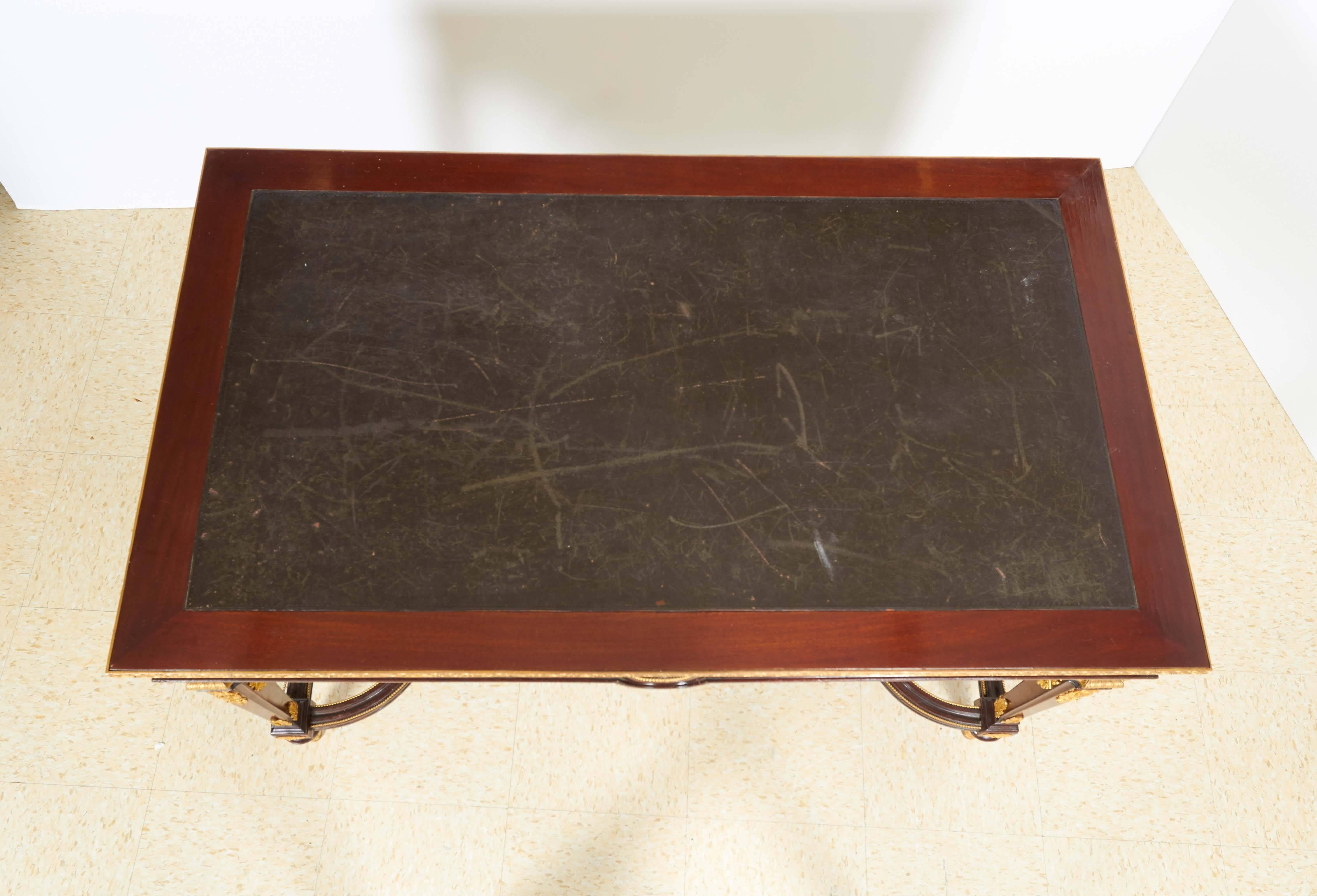 French Ormolu and Jasperware Wedgewood-Mounted Mahogany Center Table Desk 4