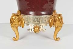 French Japonisme Ormolu and Silvered Bronze Chinese Porcelain Ox Blood Red Vase