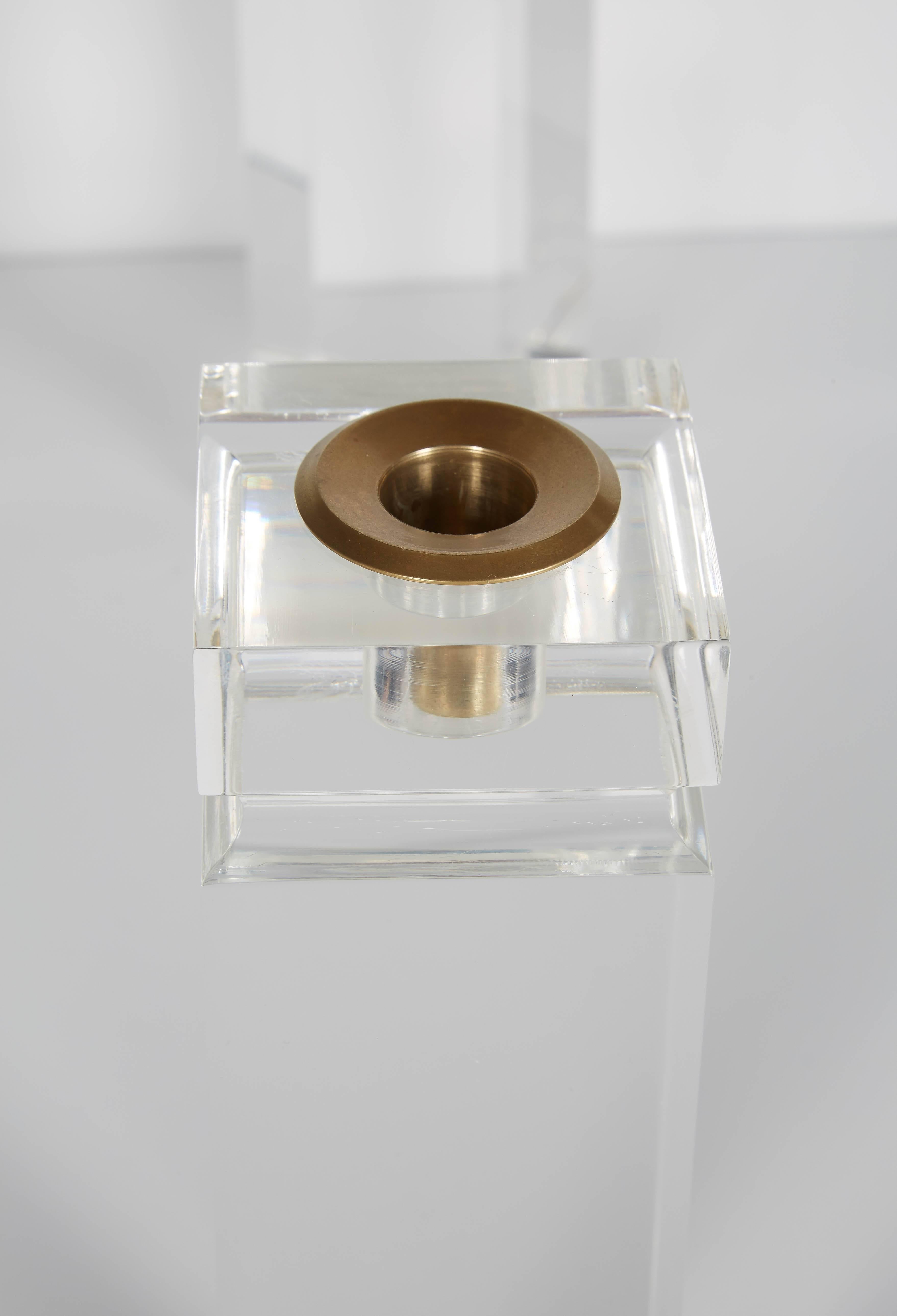 20th Century Set of Four Modernist Lucite Candleholders in the Manner of Charles Hollis Jones