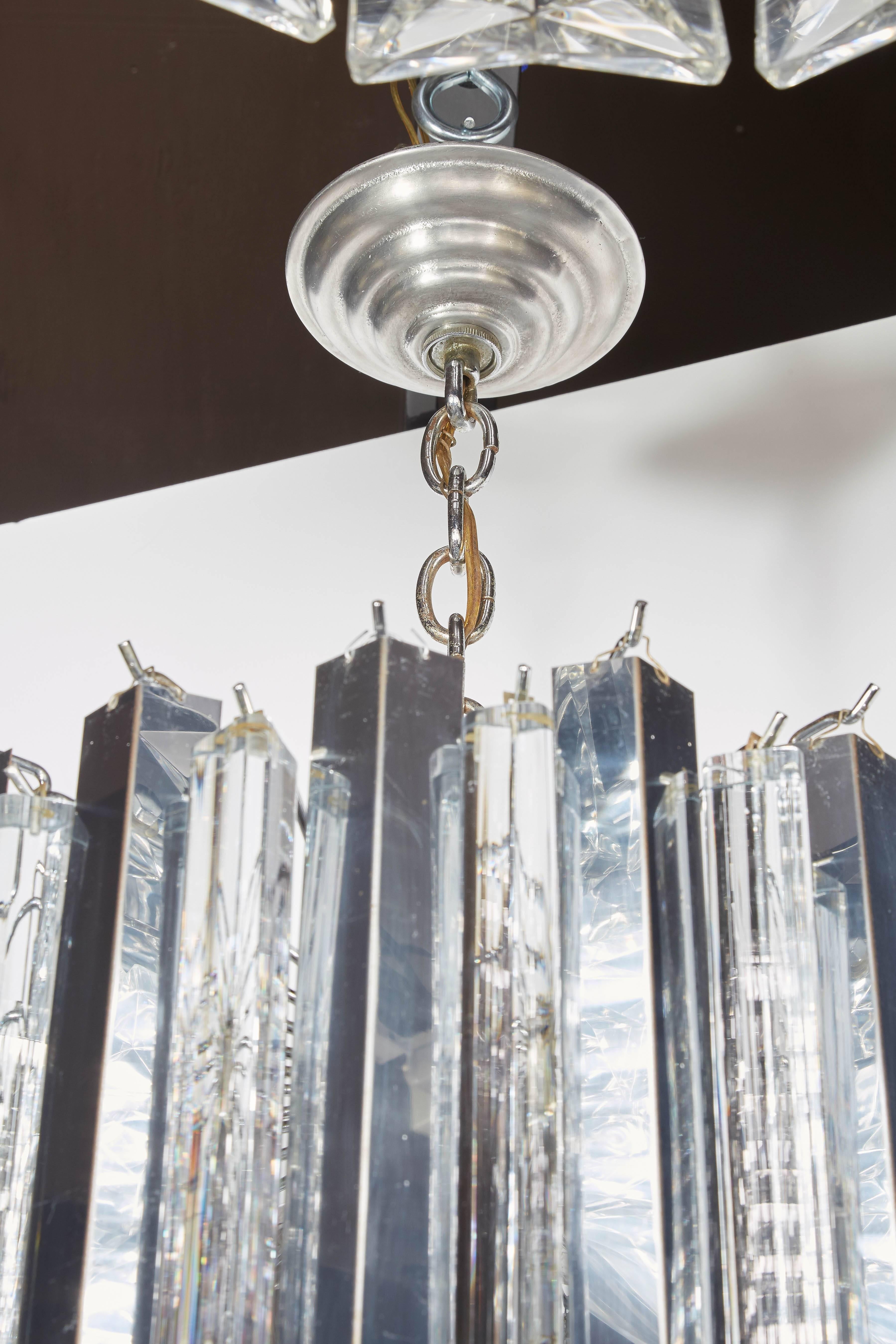 Post-Modern Stunning Mid-Century Murano Glass and Chrome Pendant Chandelier by Camer