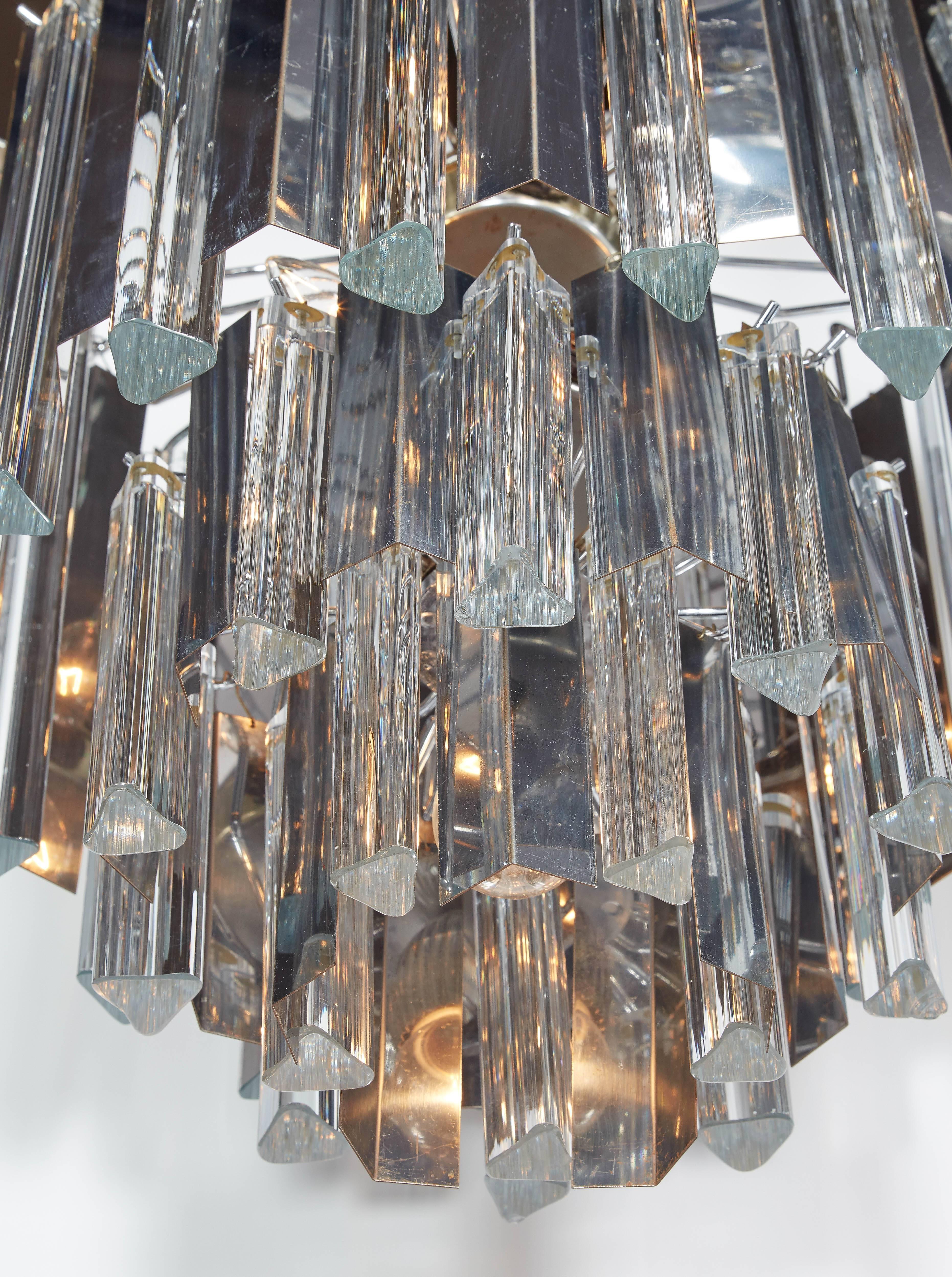 20th Century Stunning Mid-Century Murano Glass and Chrome Pendant Chandelier by Camer