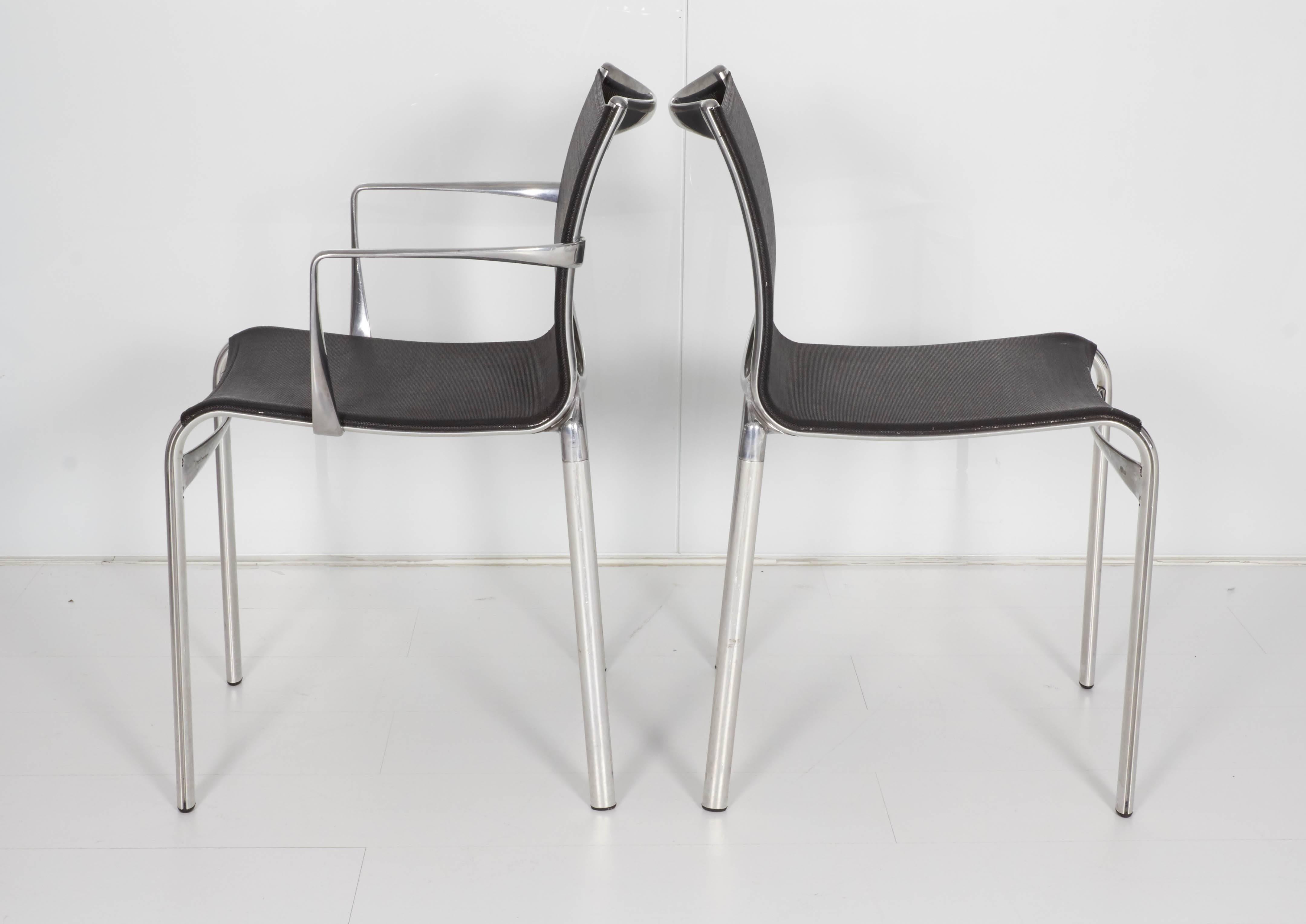 Modern Steel Frame Arm and Side Chair For Sale