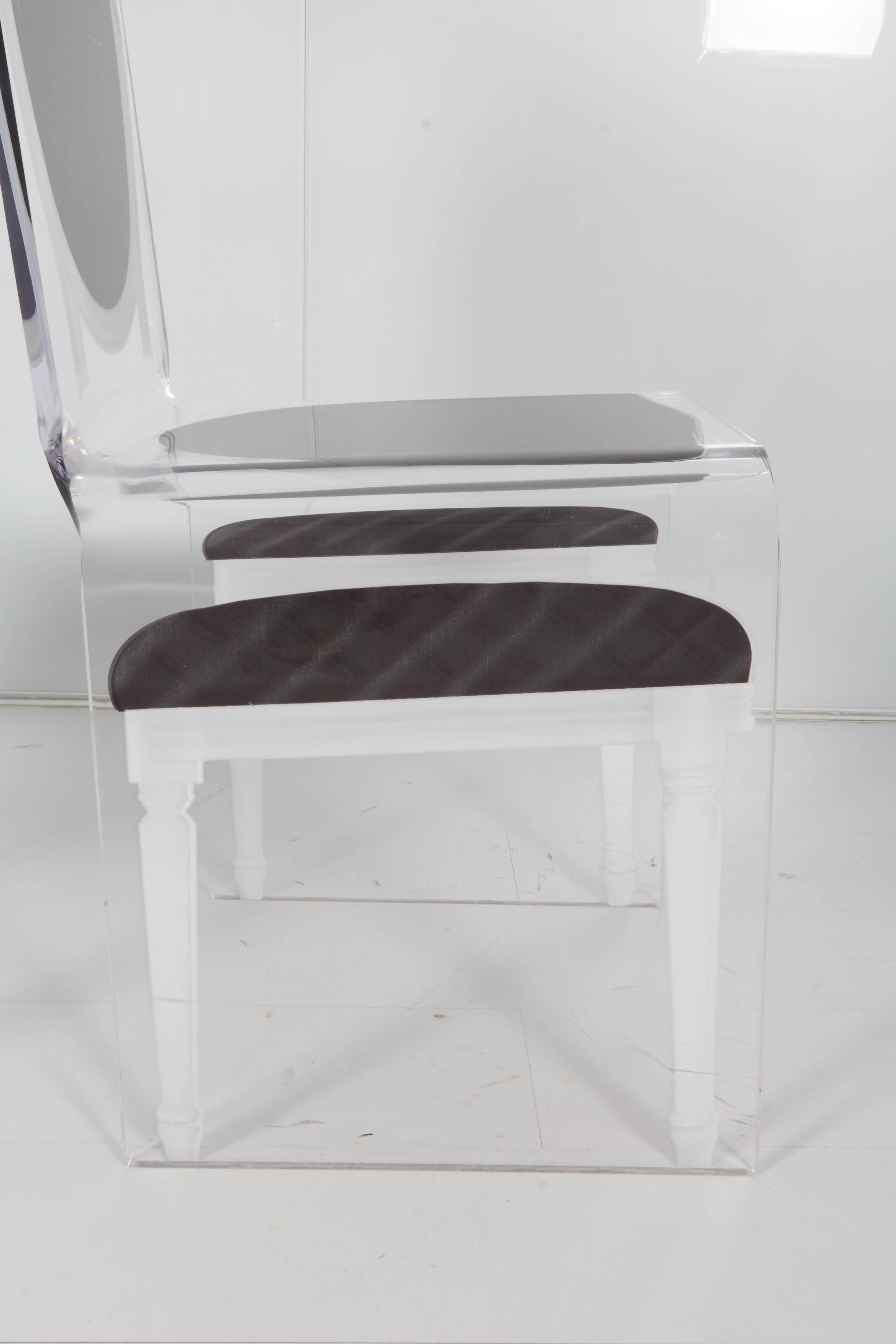 American White and Black Lucite Side Chairs For Sale