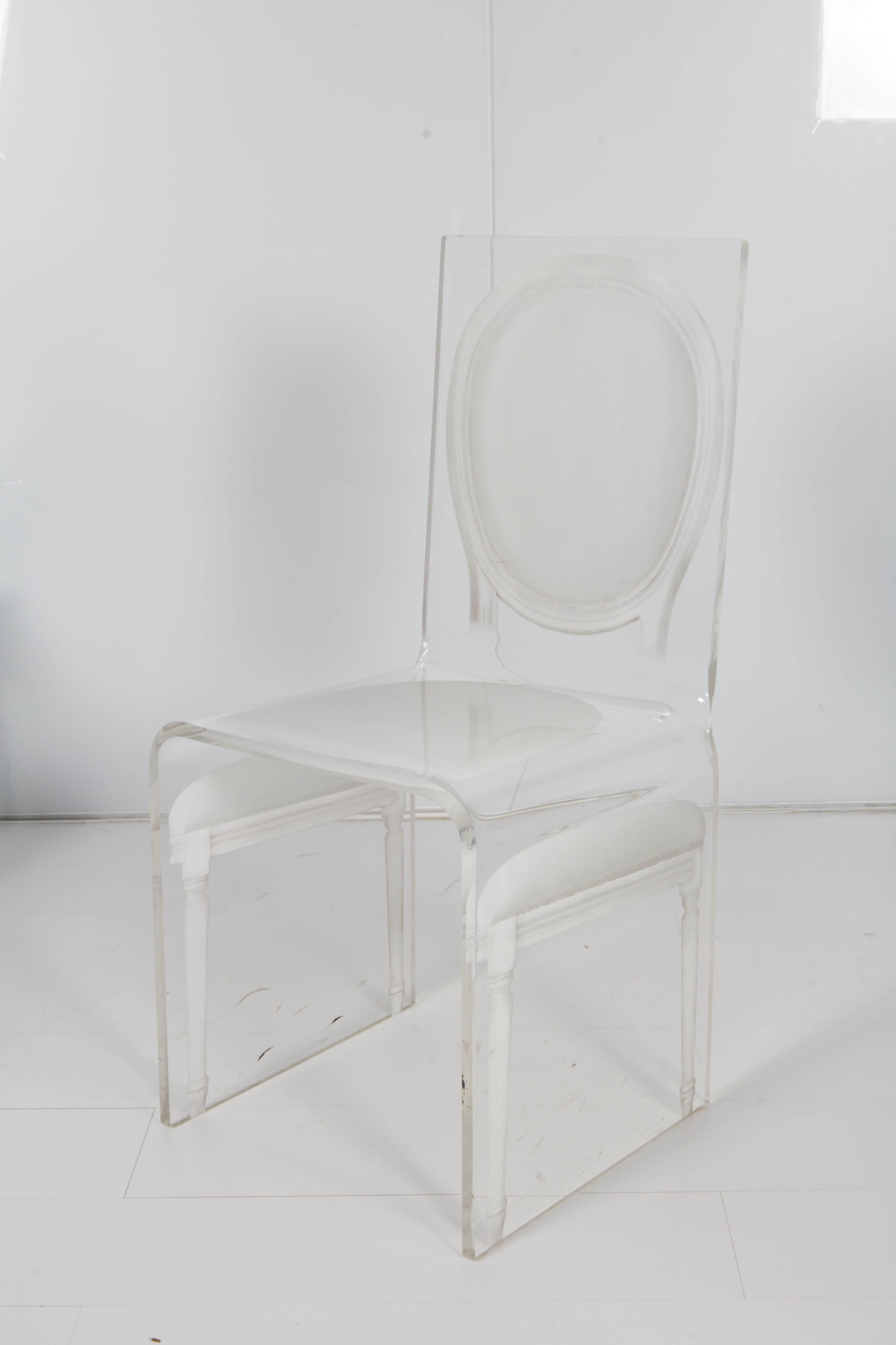 White and Black Lucite Side Chairs For Sale 1