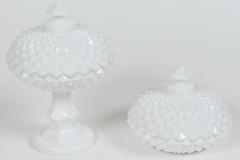 Vintage Small Footed Milk Glass Compote with Lid